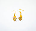 Two Tone Stacked Glitter Heart Drop Earrings