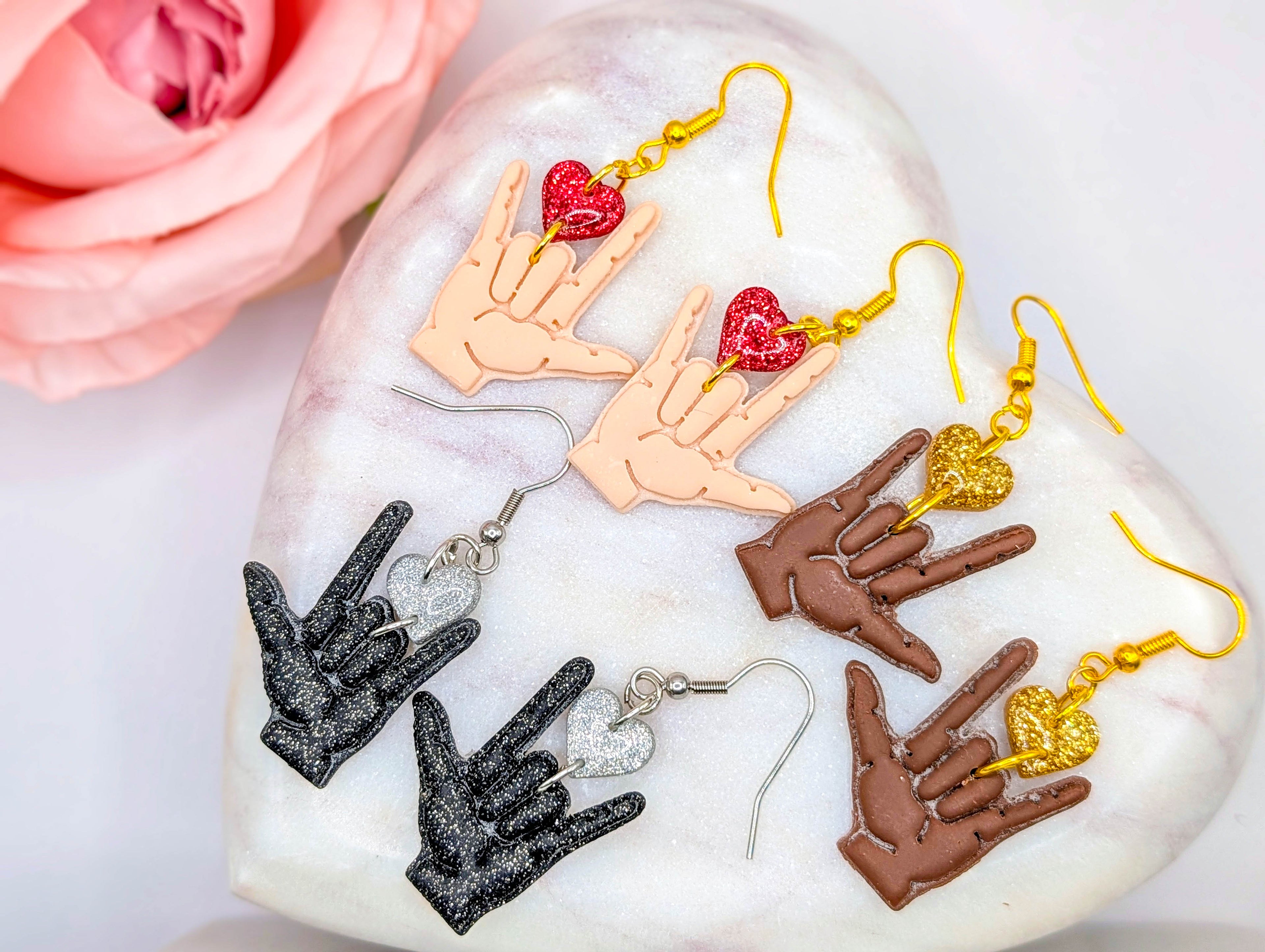 Deaf Pride American Sign Language I Love You Earrings