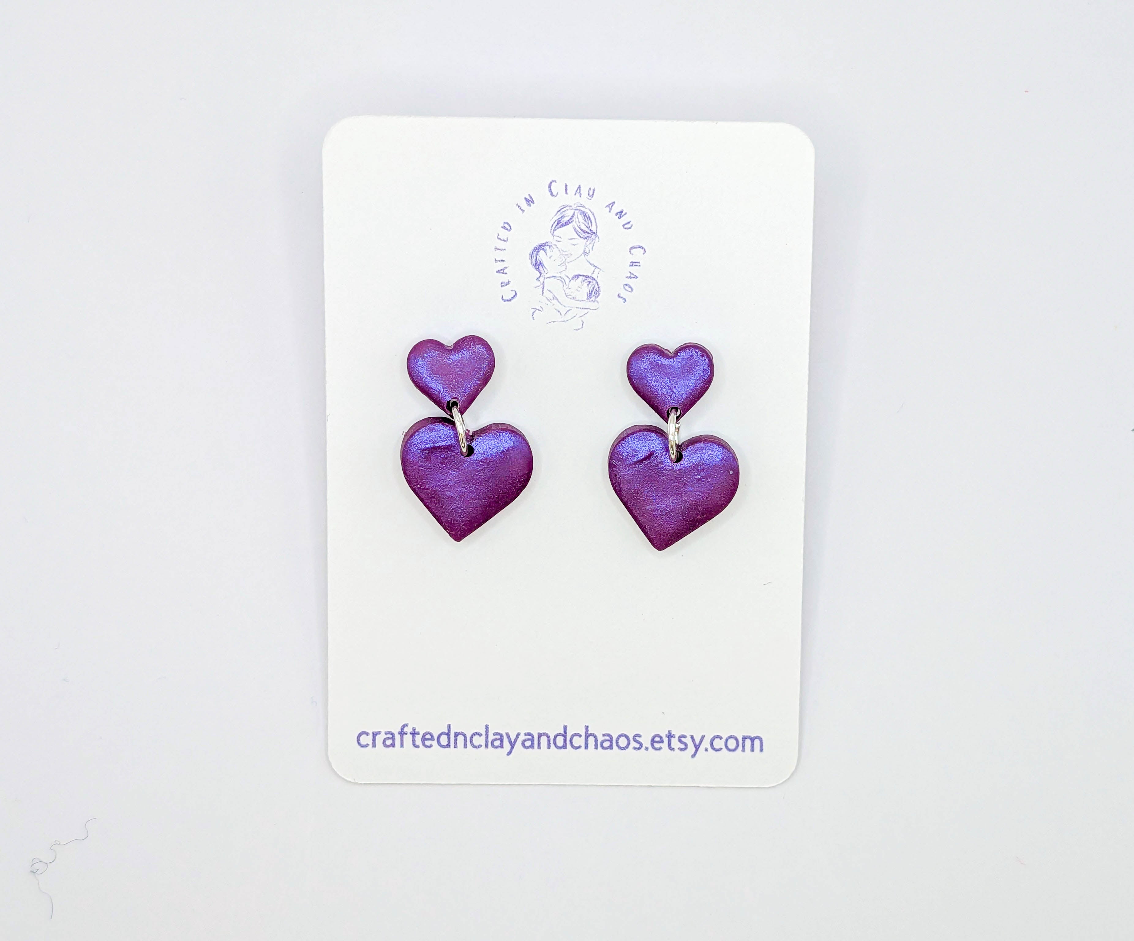 Edgy Chic Valentine's Polymer Clay Heart Earrings
