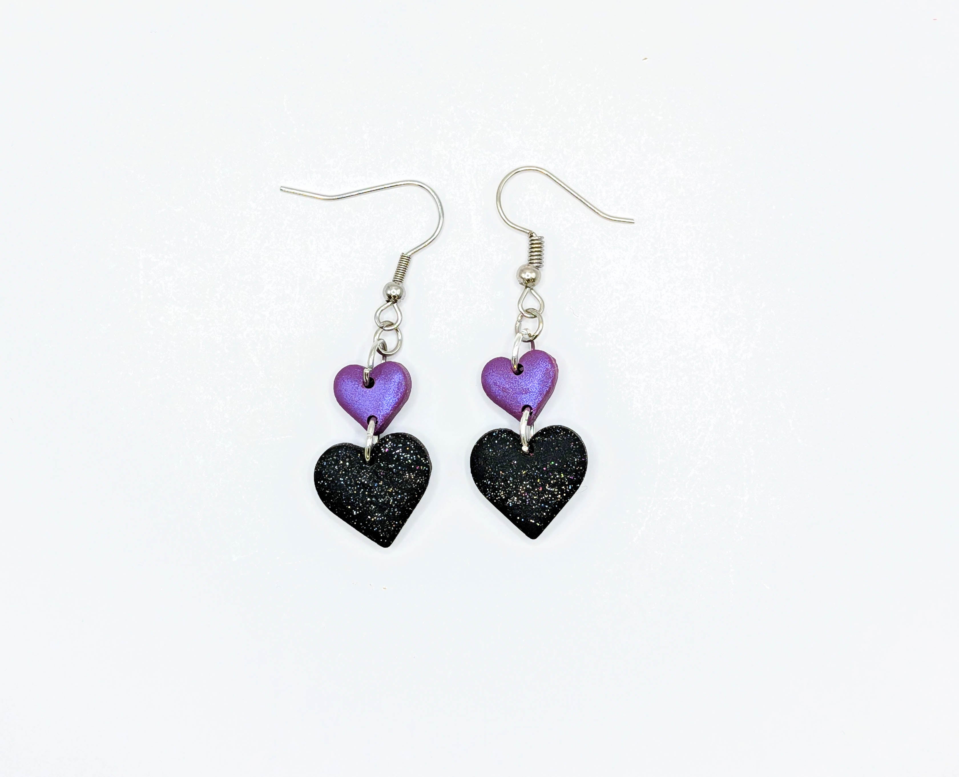 Edgy Chic Valentine's Polymer Clay Heart Earrings