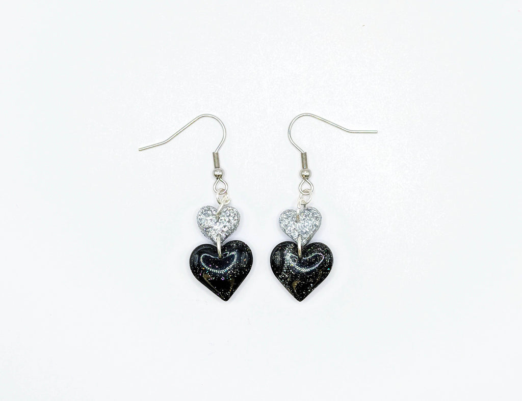 Edgy Chic Valentine's Polymer Clay Heart Earrings