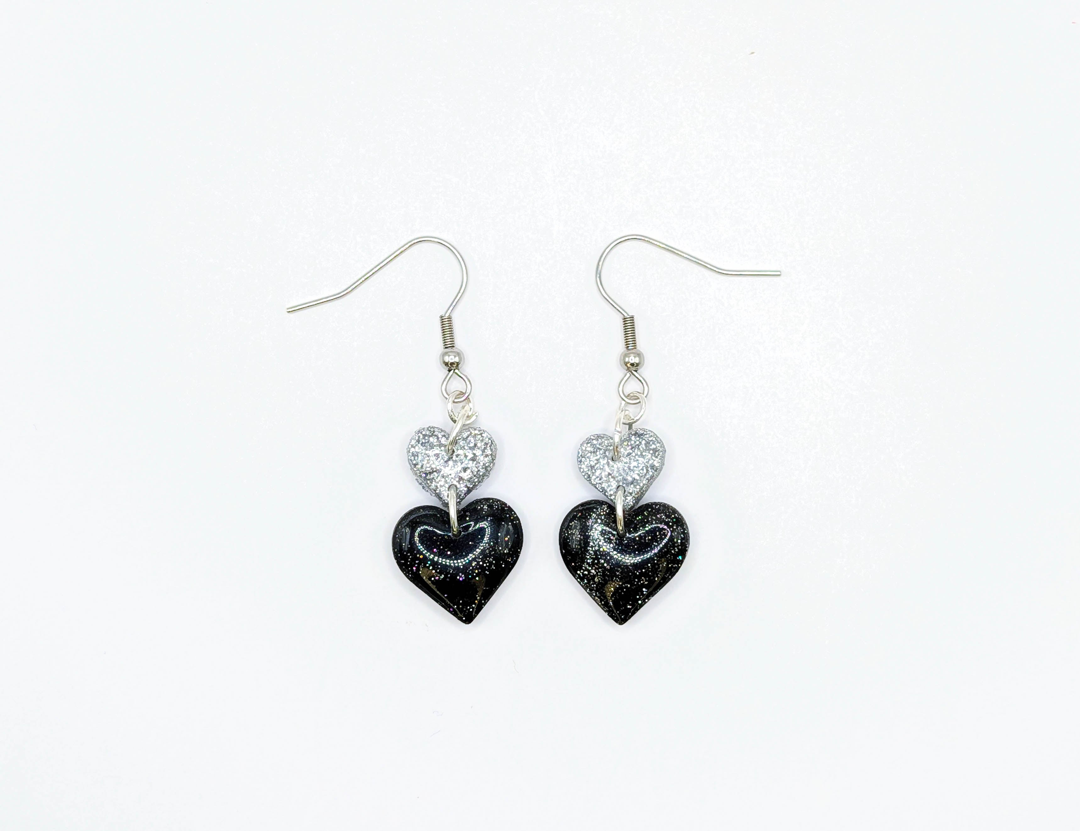Edgy Chic Valentine's Polymer Clay Heart Earrings