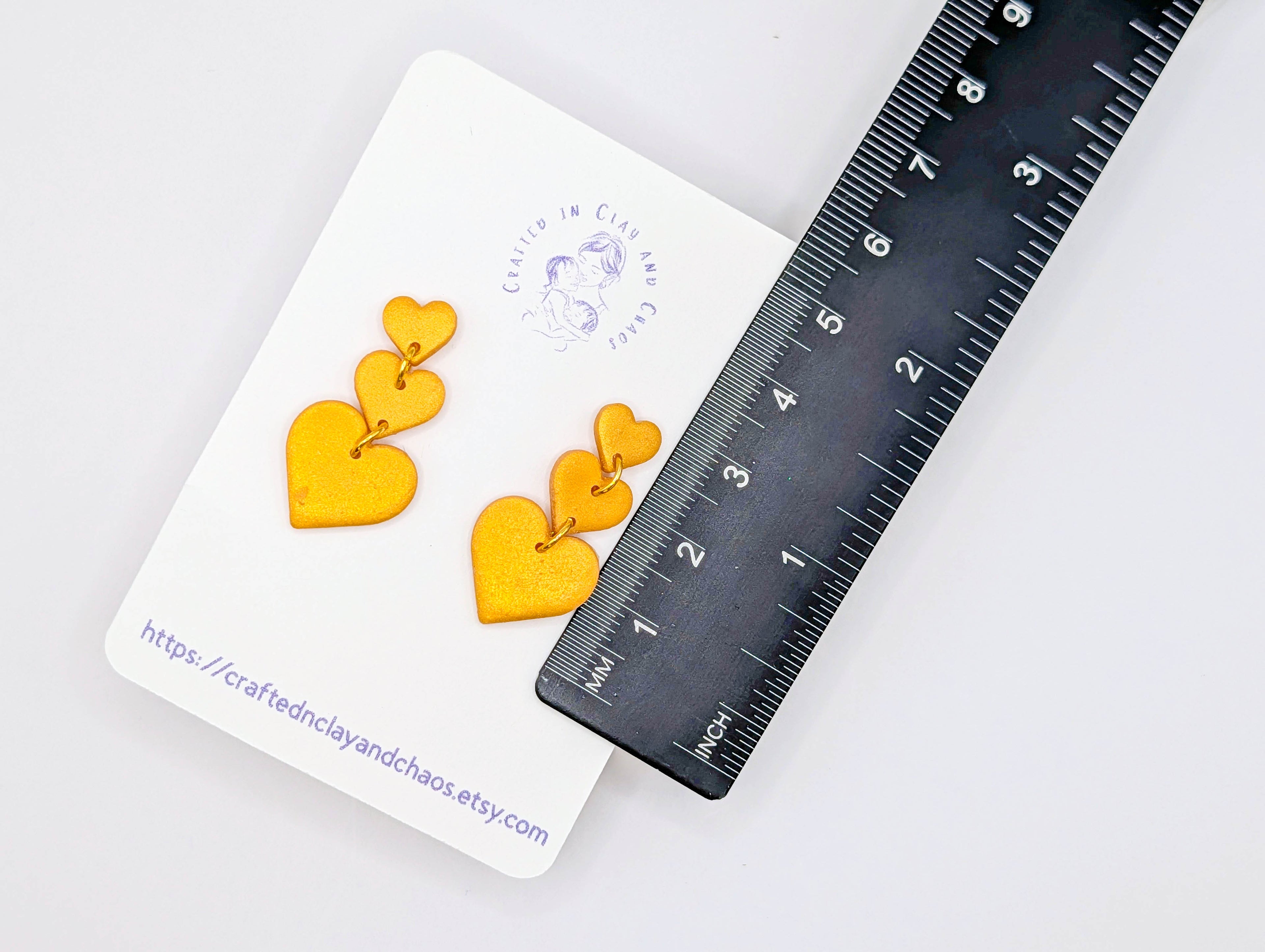 Triple Stacked Glitter Heart Valentine's/Galentine's Earrings