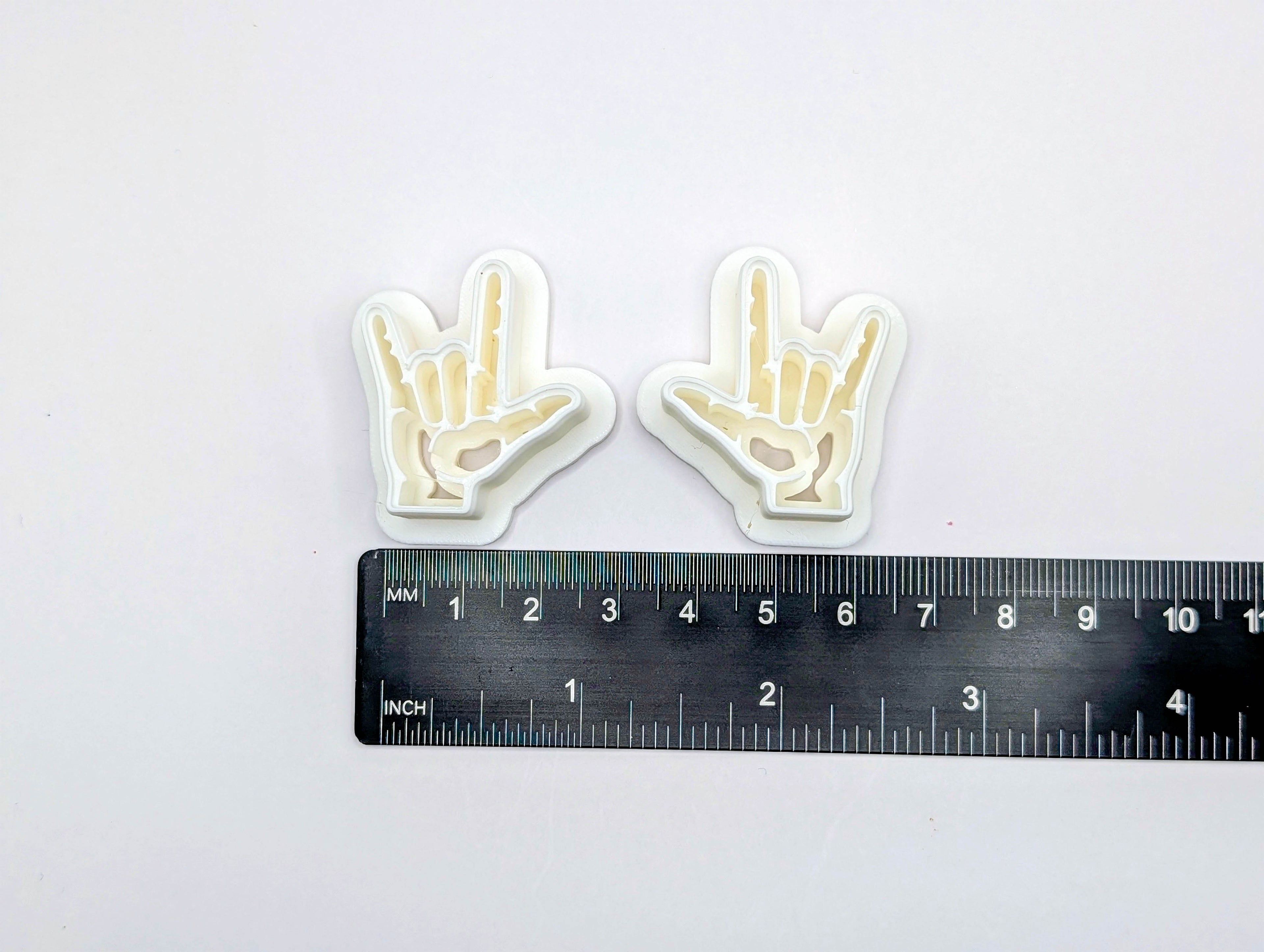 ASL I Love You Polymer Clay Stamp, Jewelry Scale Tool for Clay Earrings and Charms