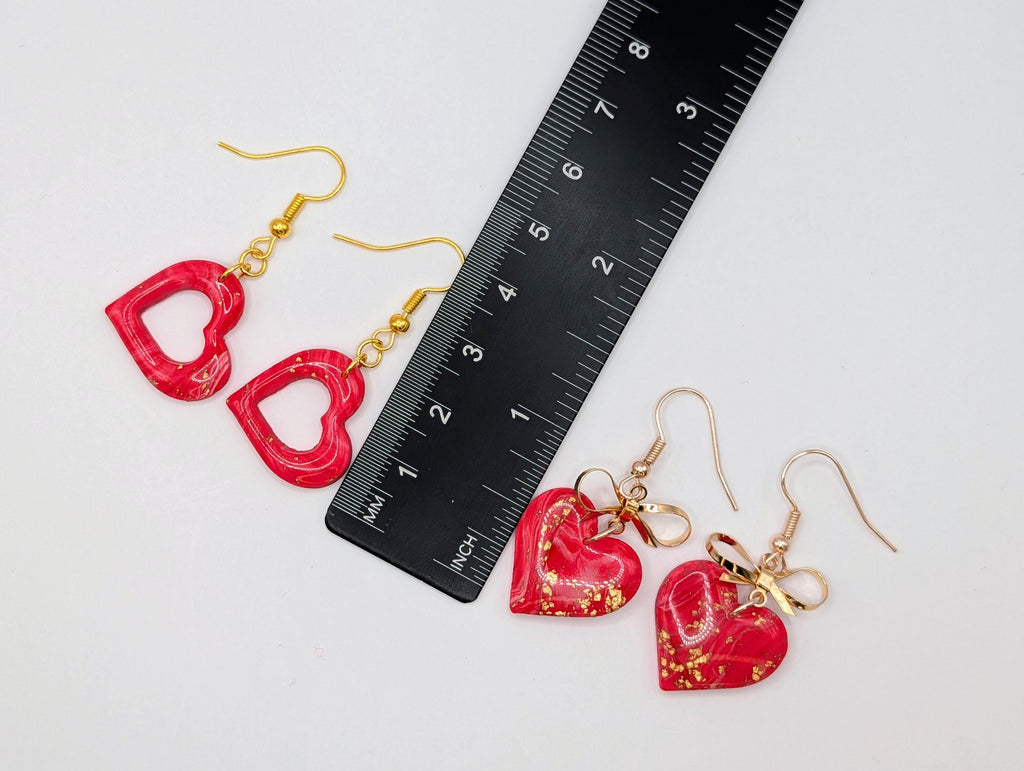 Red Swirled Heart Earrings