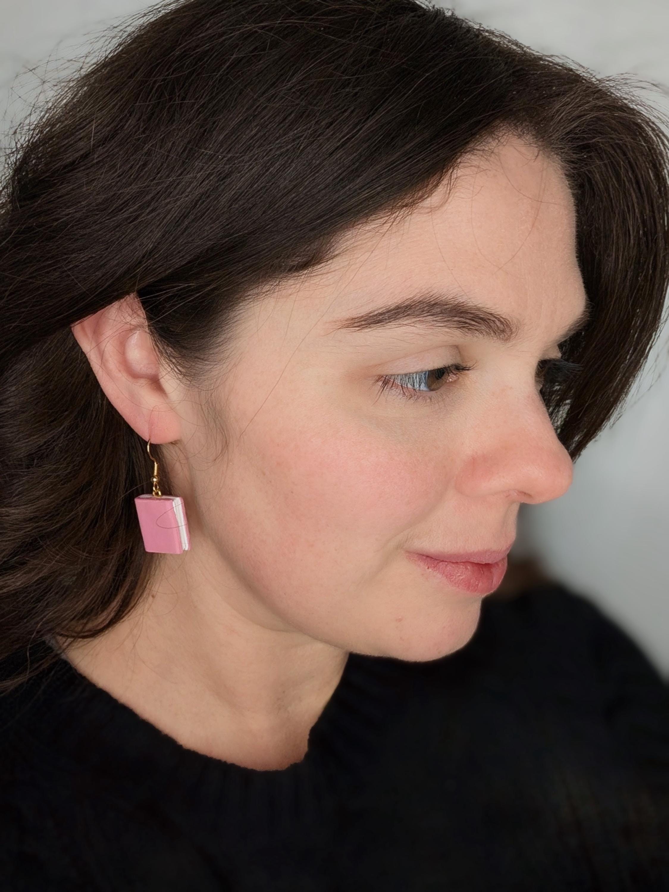 Pink Book Earrings