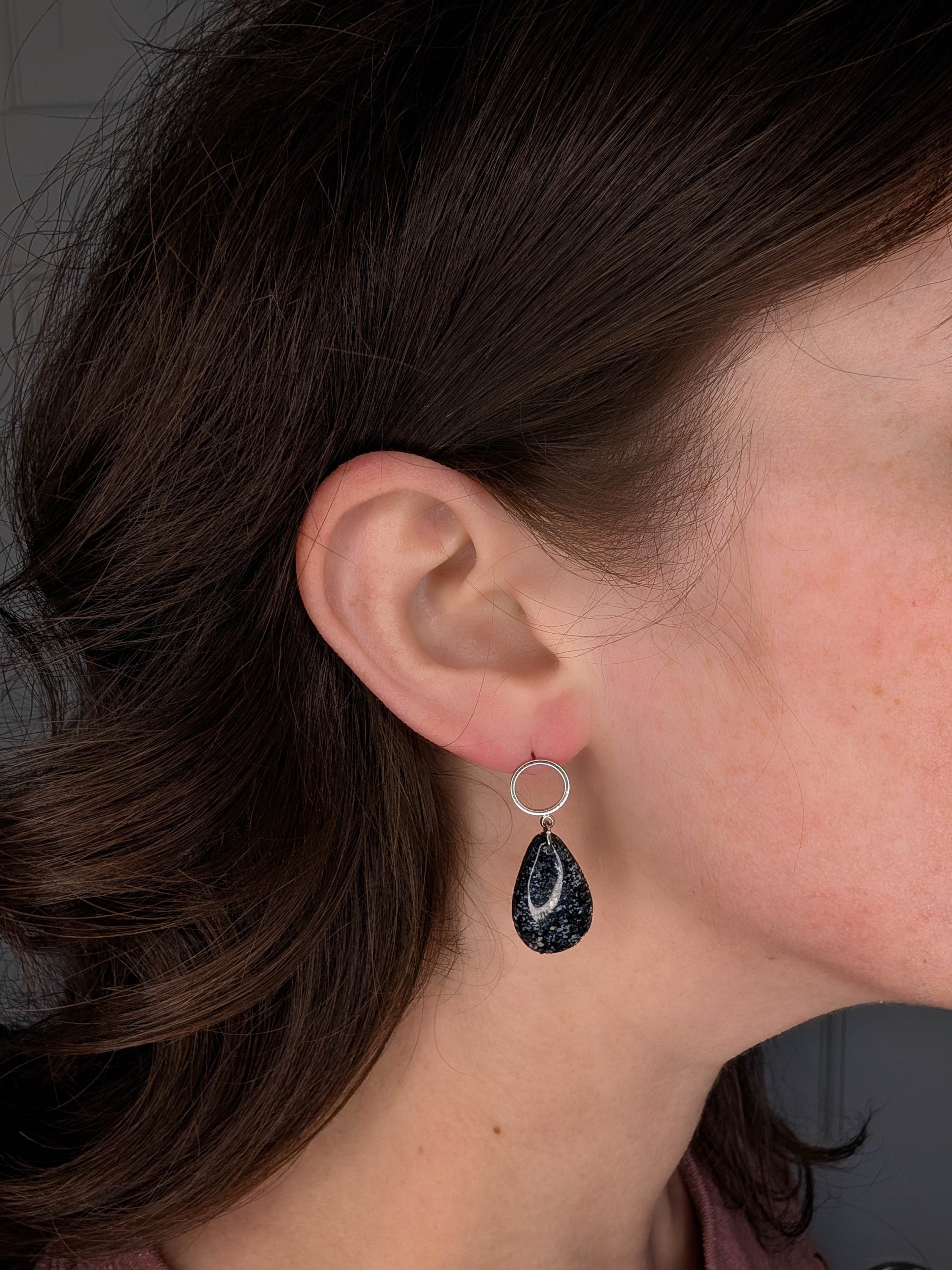 Modern Dark Terrazzo Drop Earrings