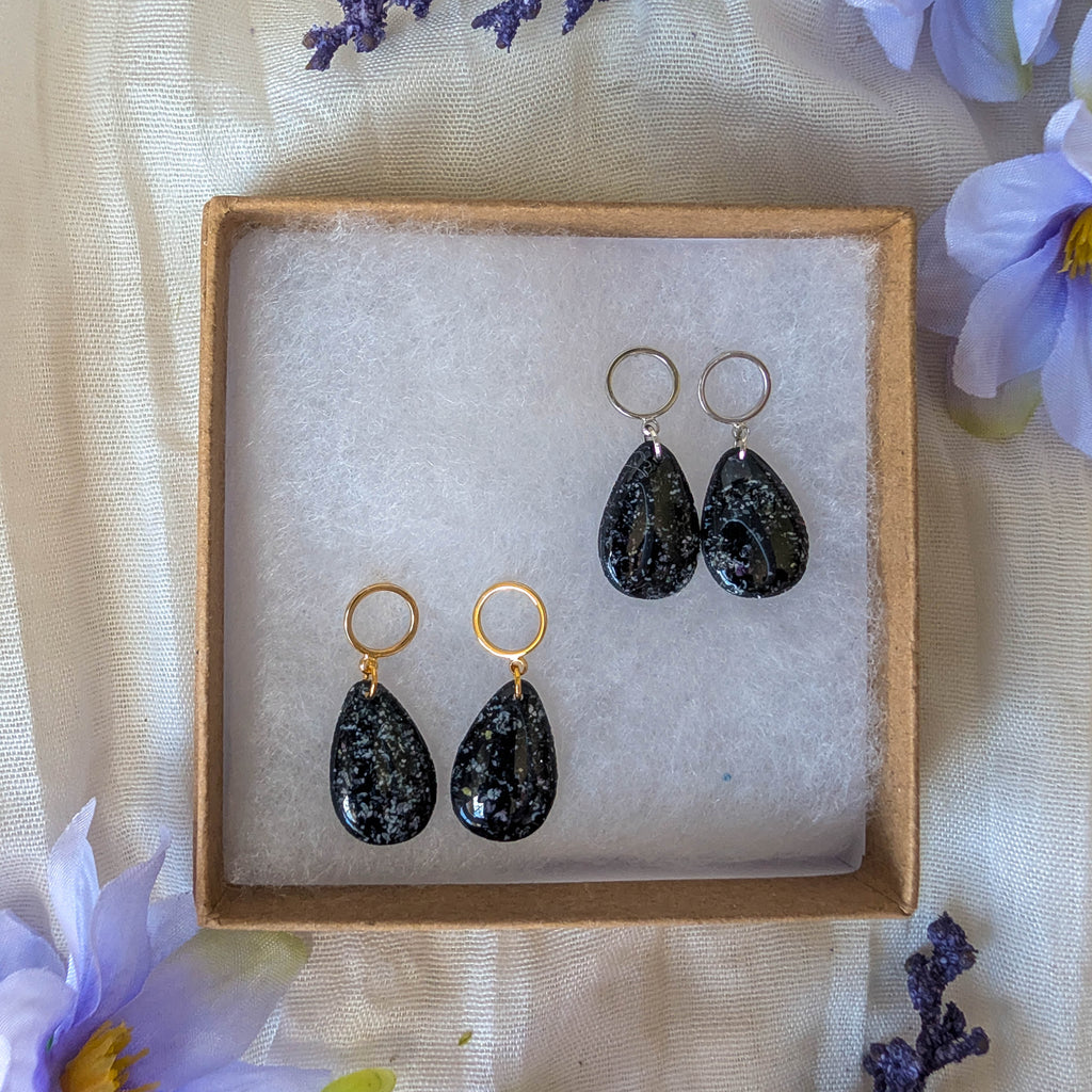 Modern Dark Terrazzo Drop Earrings