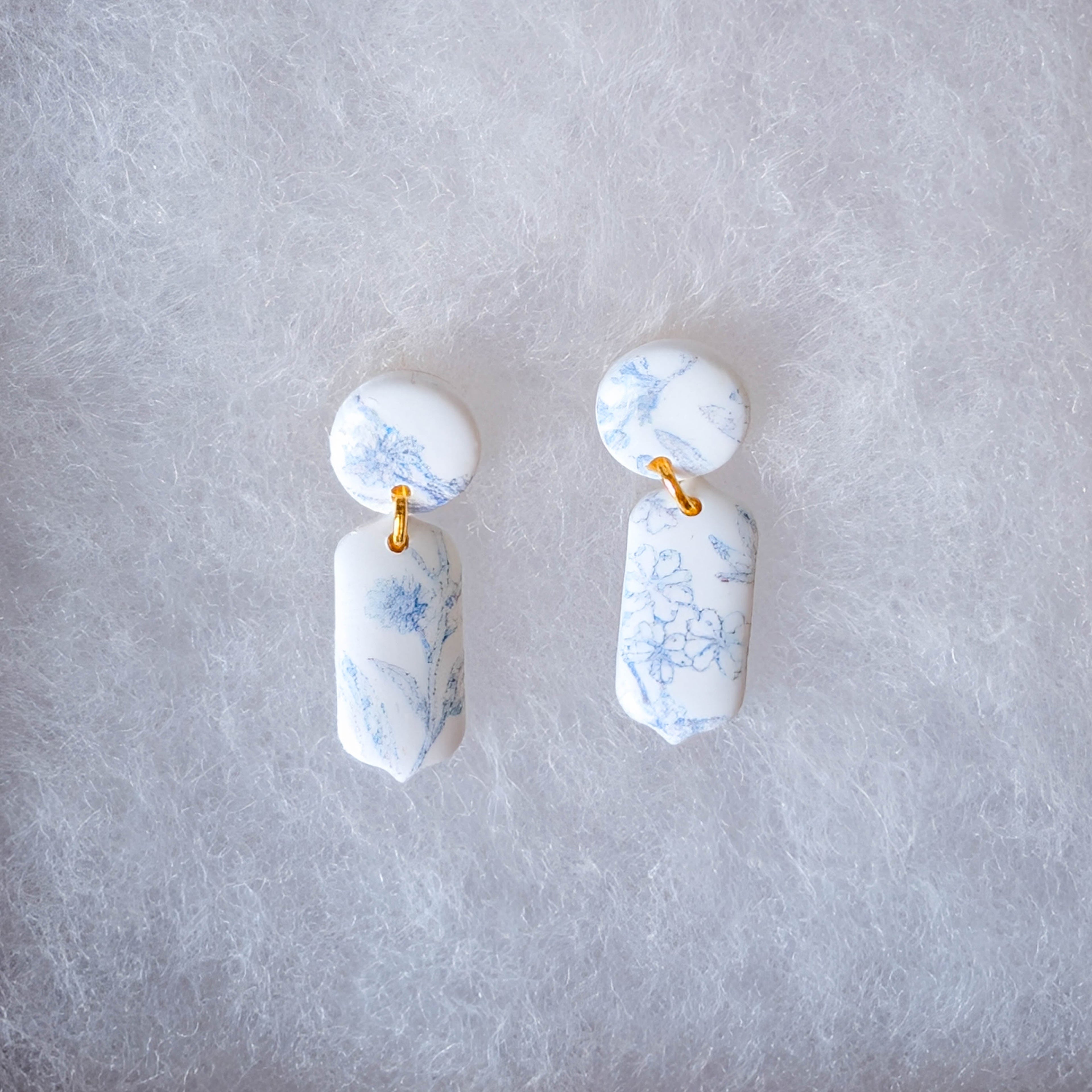 Vintage Blue Floral Dangle Earrings