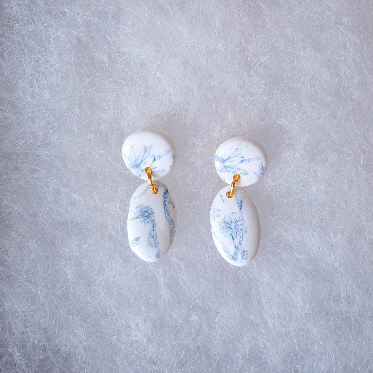 Vintage Blue Floral Dangle Earrings