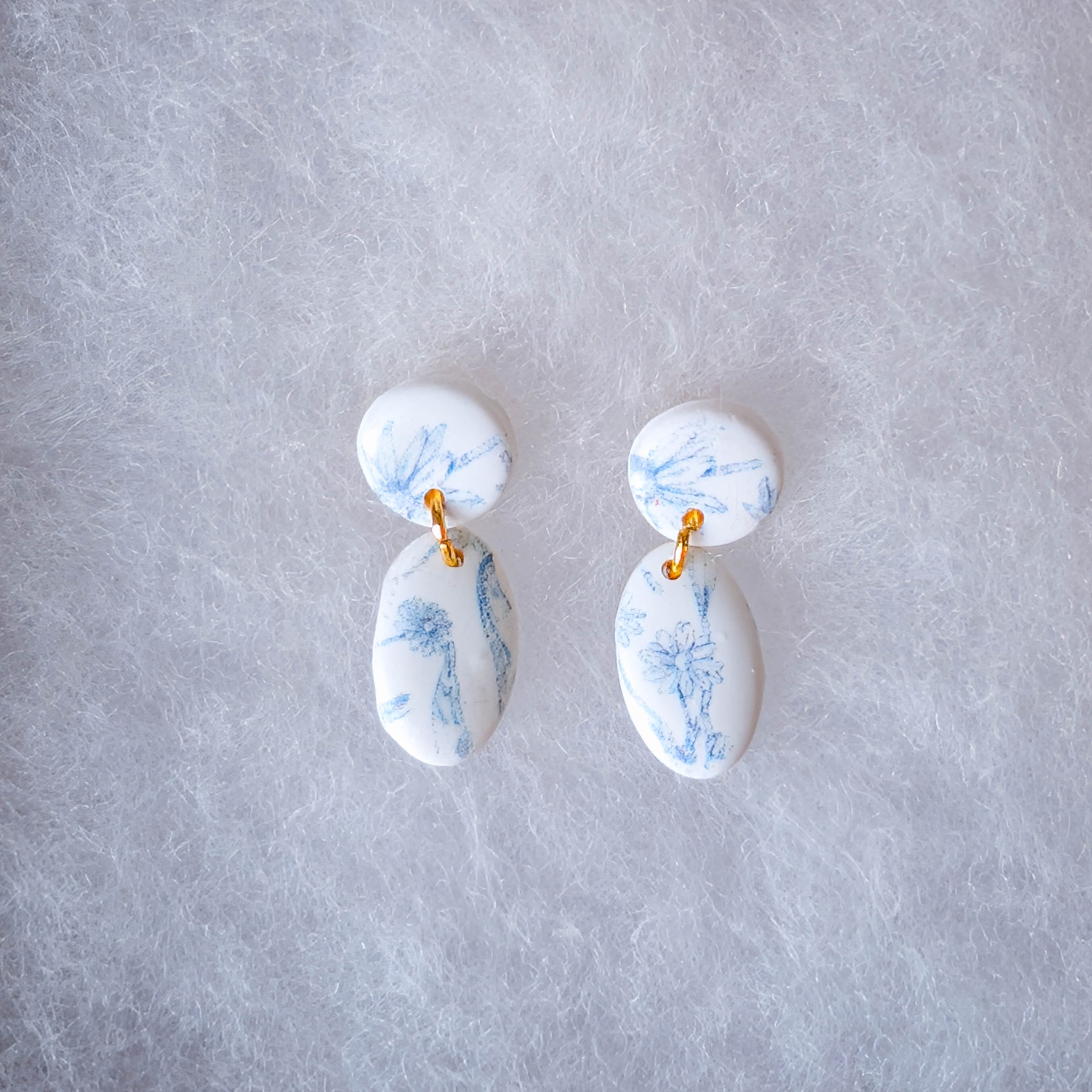 Vintage Blue Floral Dangle Earrings