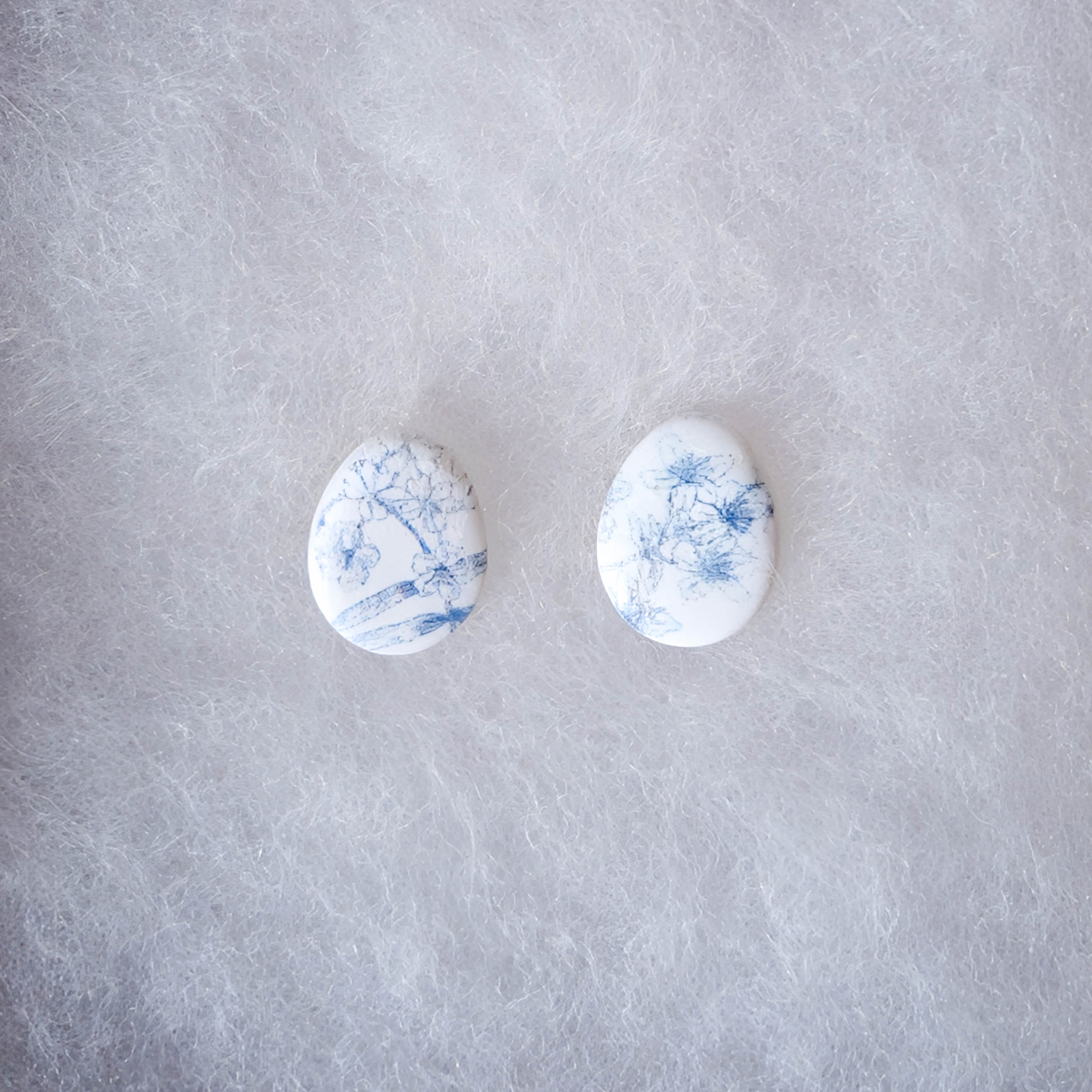 Vintage Blue Floral Stud Earrings