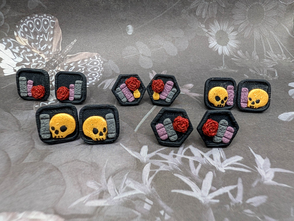 Dark Bookshelf Stud Earrings