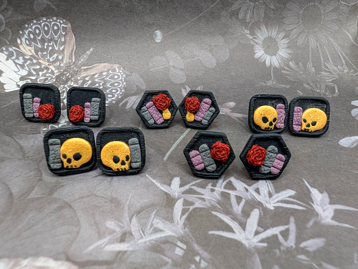 Dark Bookshelf Stud Earrings