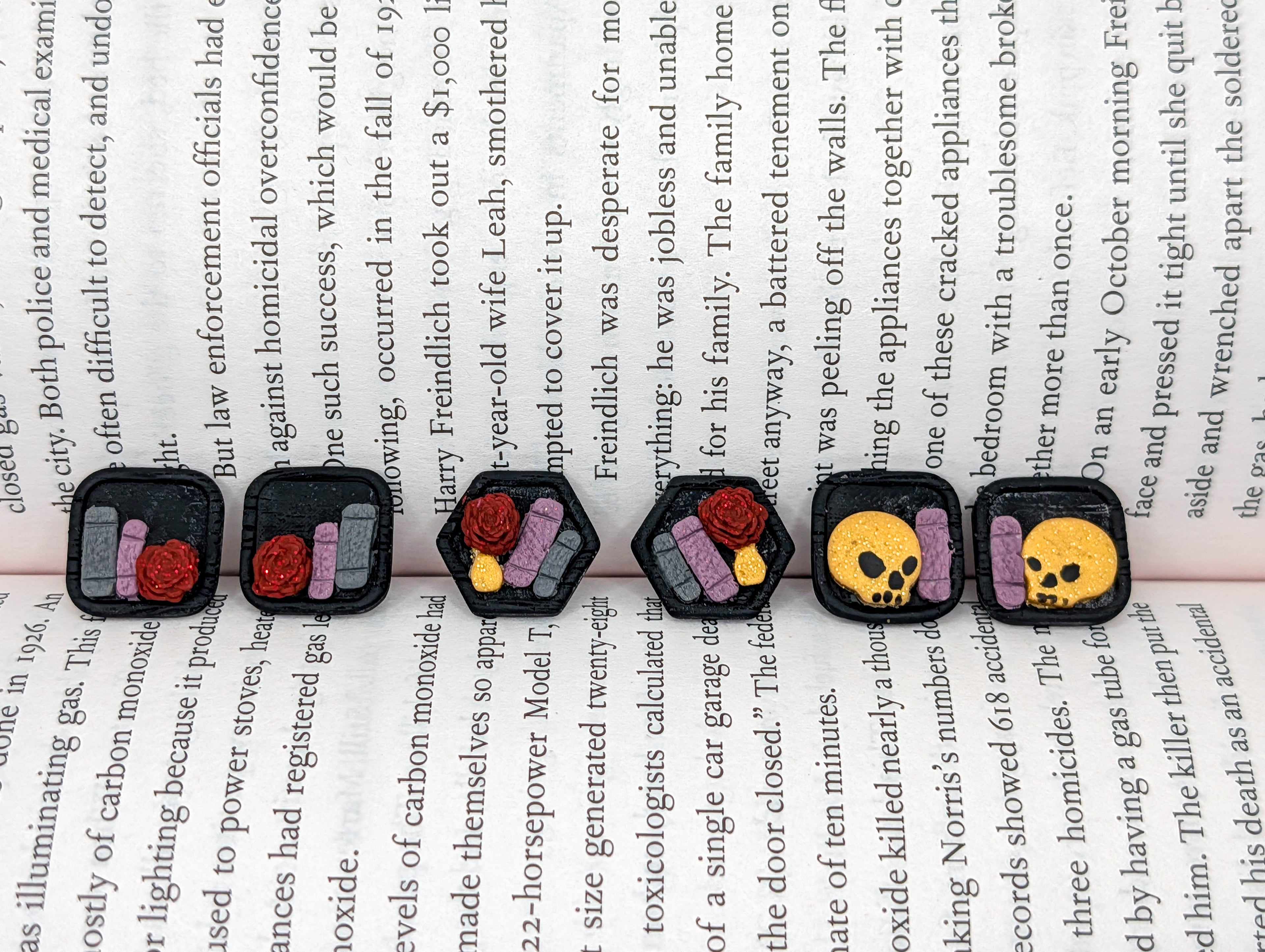 Dark Bookshelf Stud Earrings