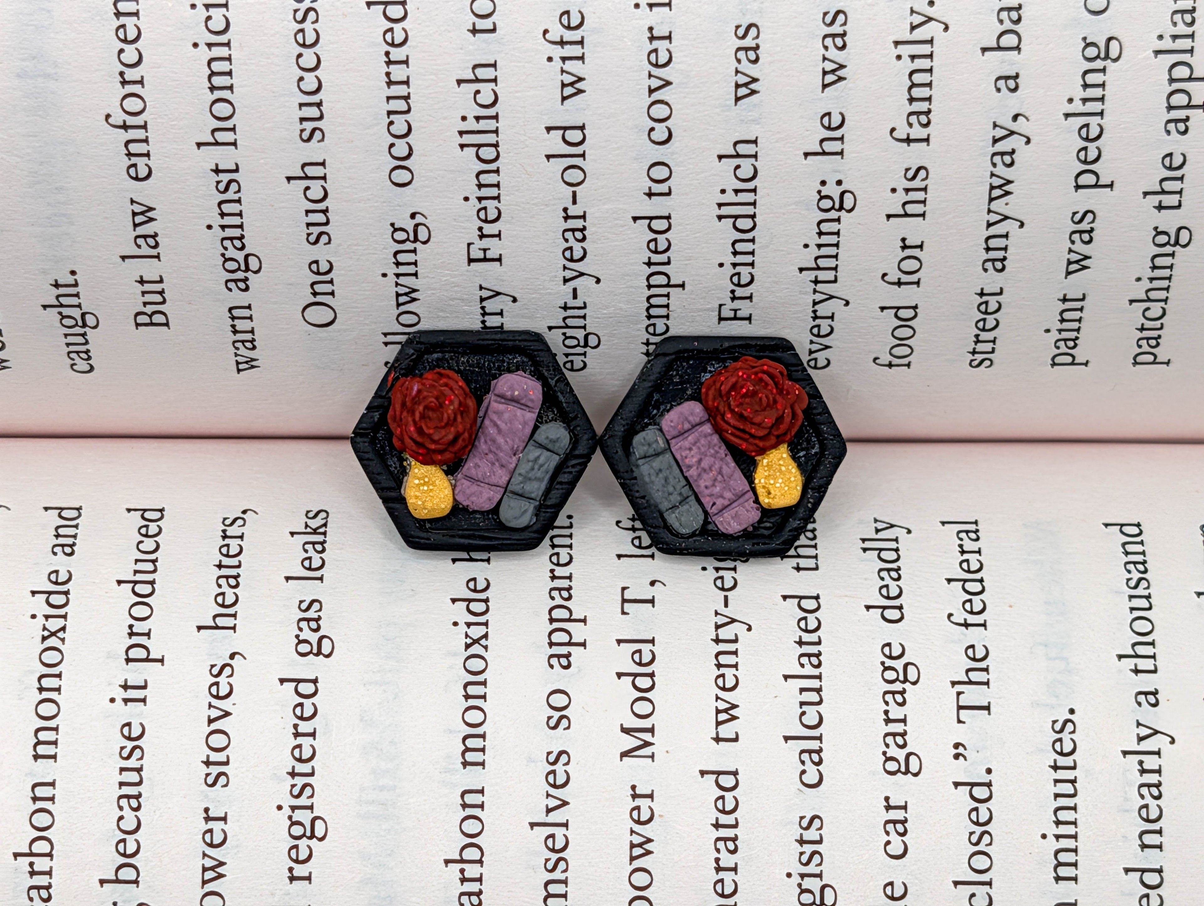 Dark Bookshelf Stud Earrings