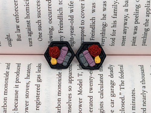 Dark Bookshelf Stud Earrings
