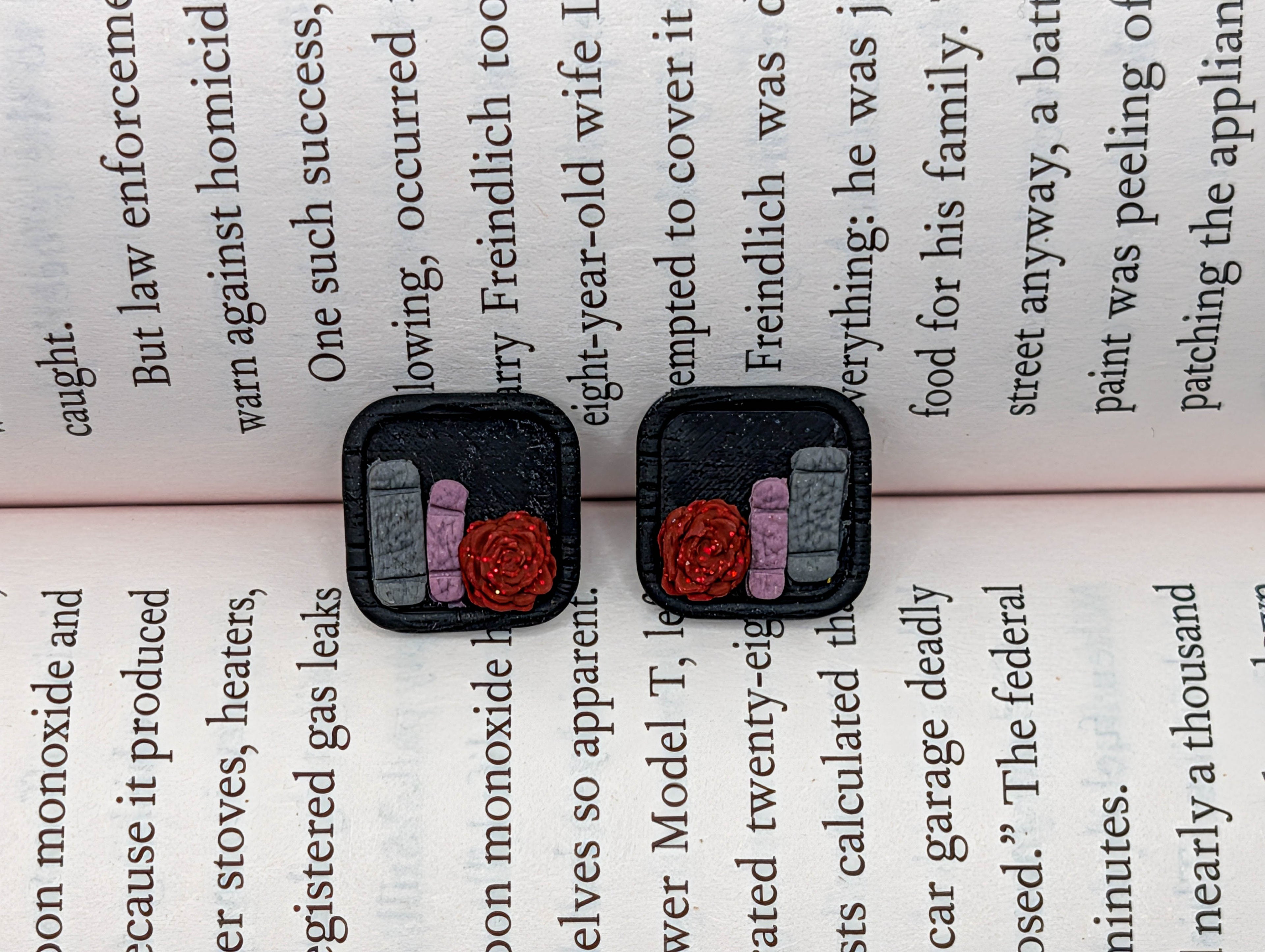 Dark Bookshelf Stud Earrings