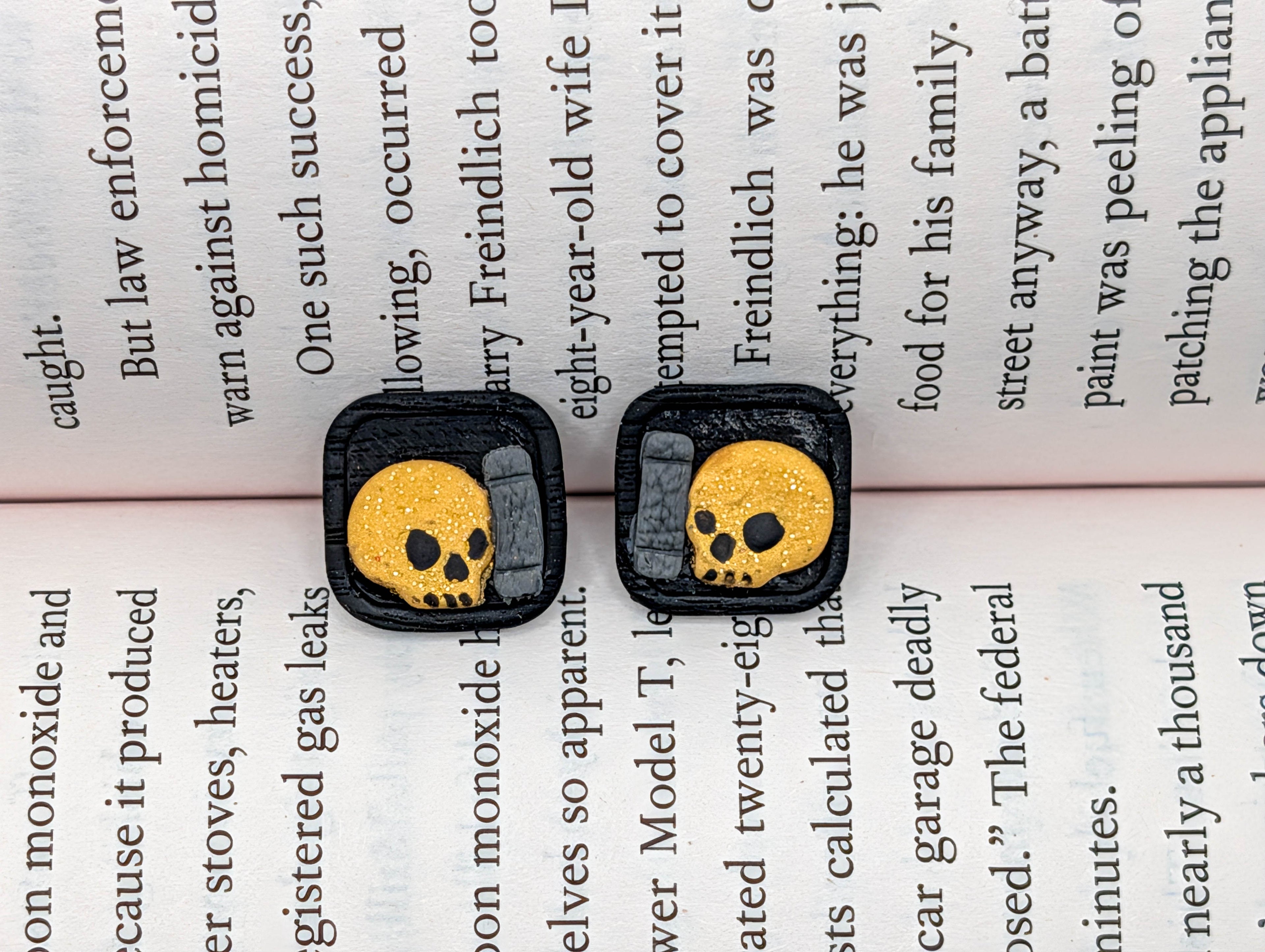 Dark Bookshelf Stud Earrings