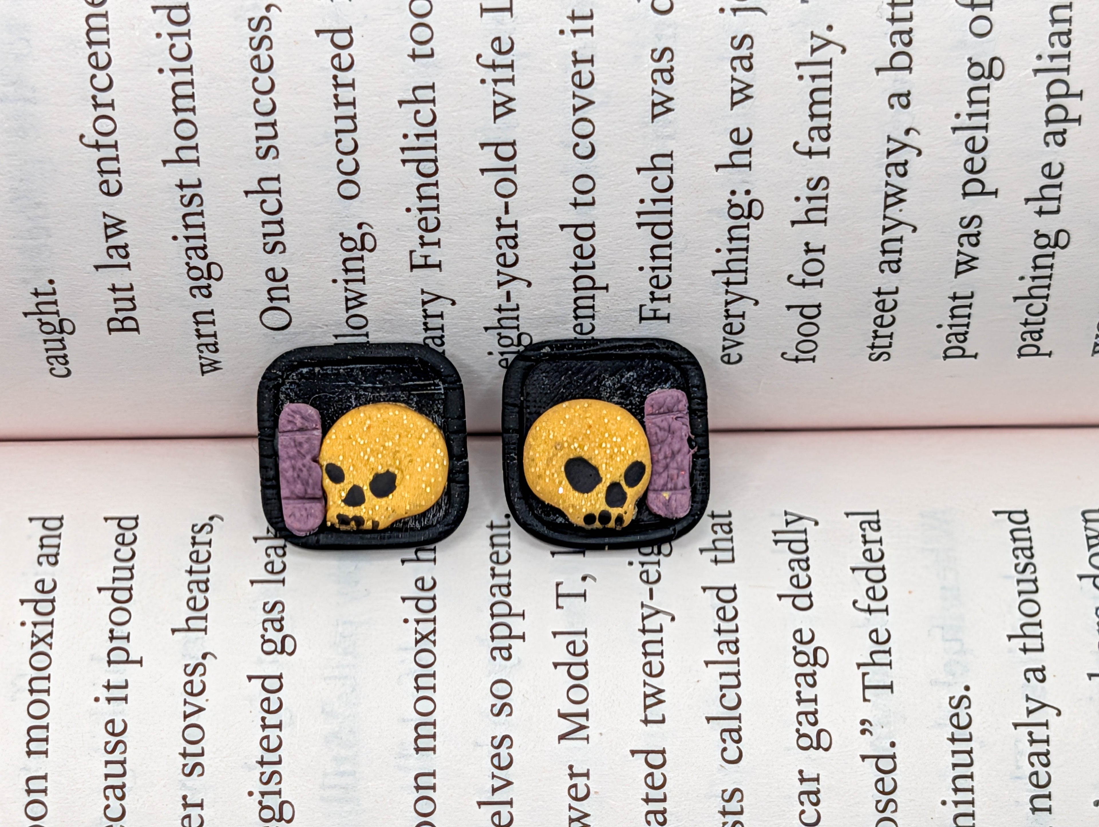 Dark Bookshelf Stud Earrings