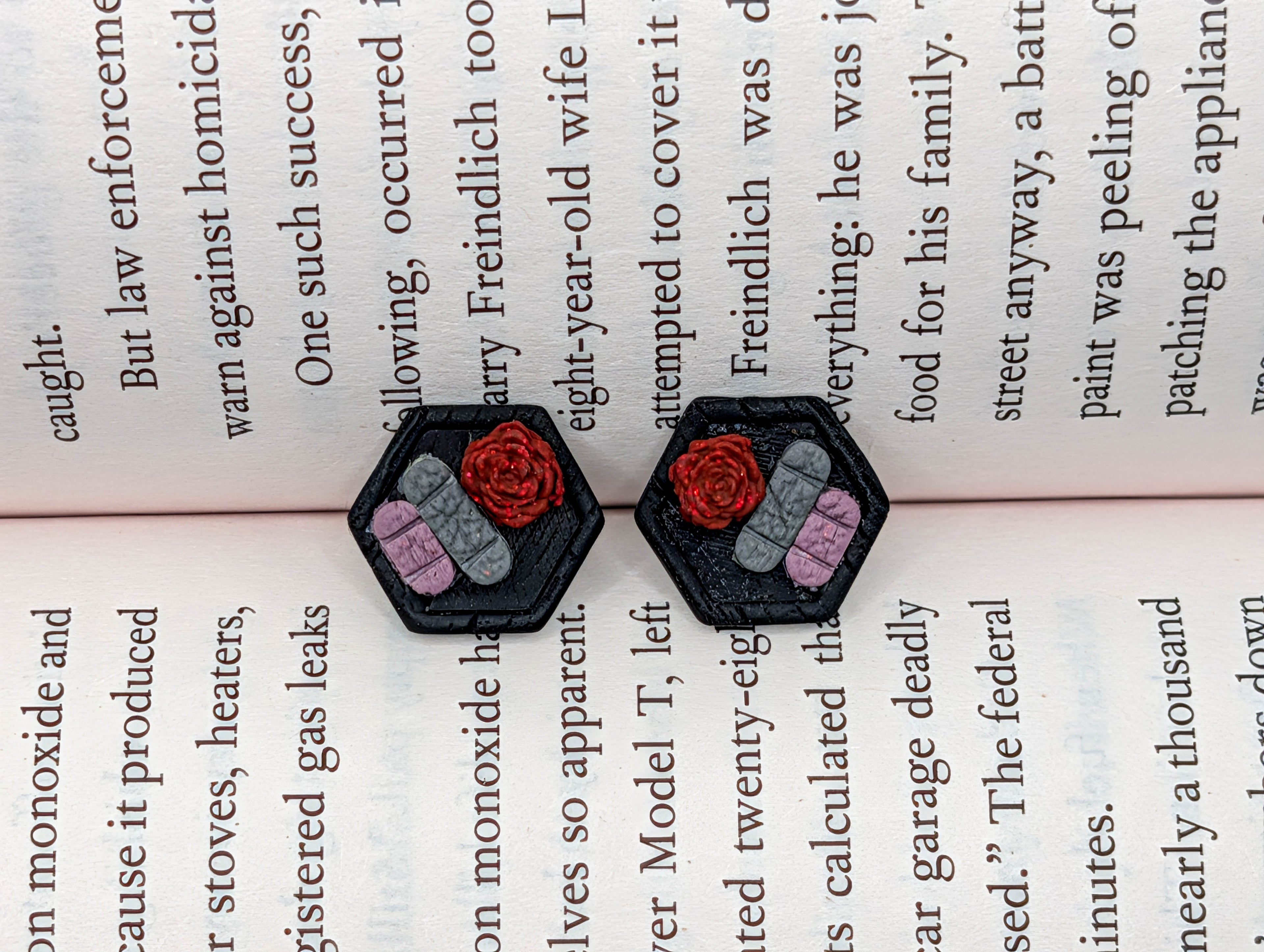 Dark Bookshelf Stud Earrings