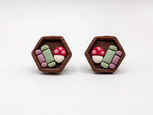 Cottagecore Bookshelf Stud Earrings
