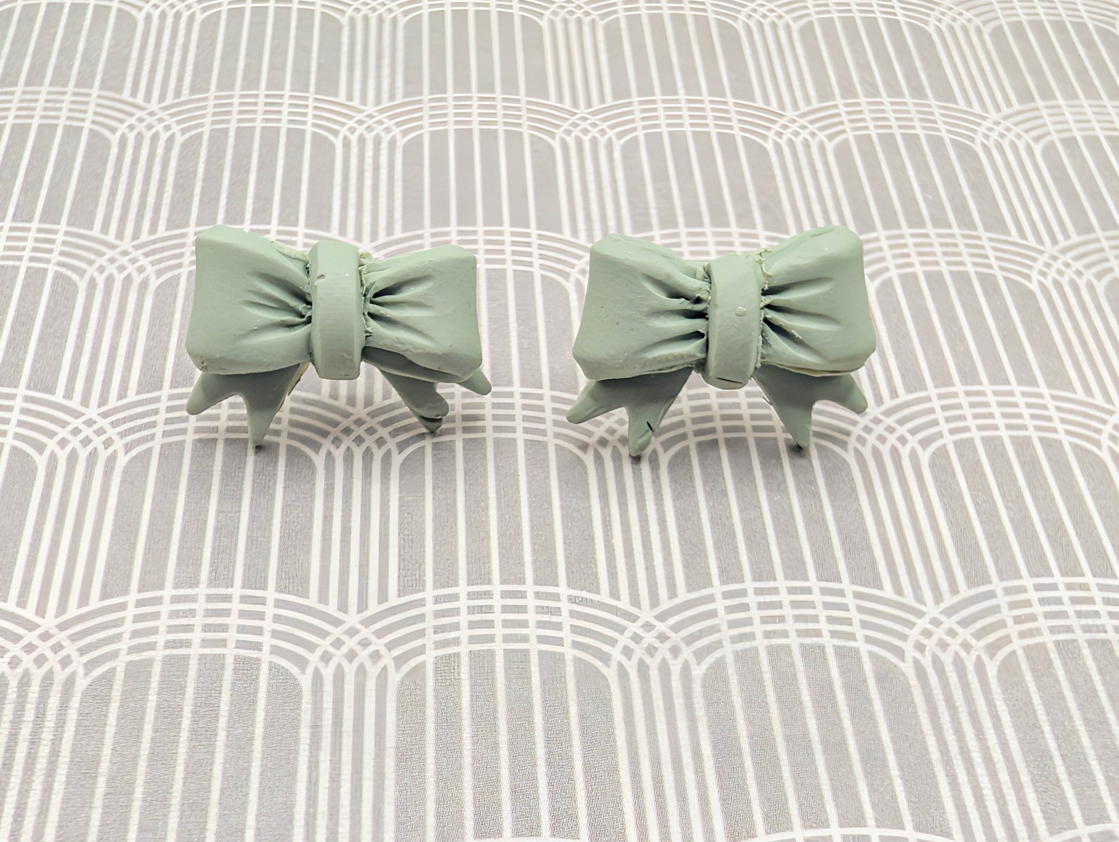 Cottagecore Polymer Clay Bow Stud Earrings