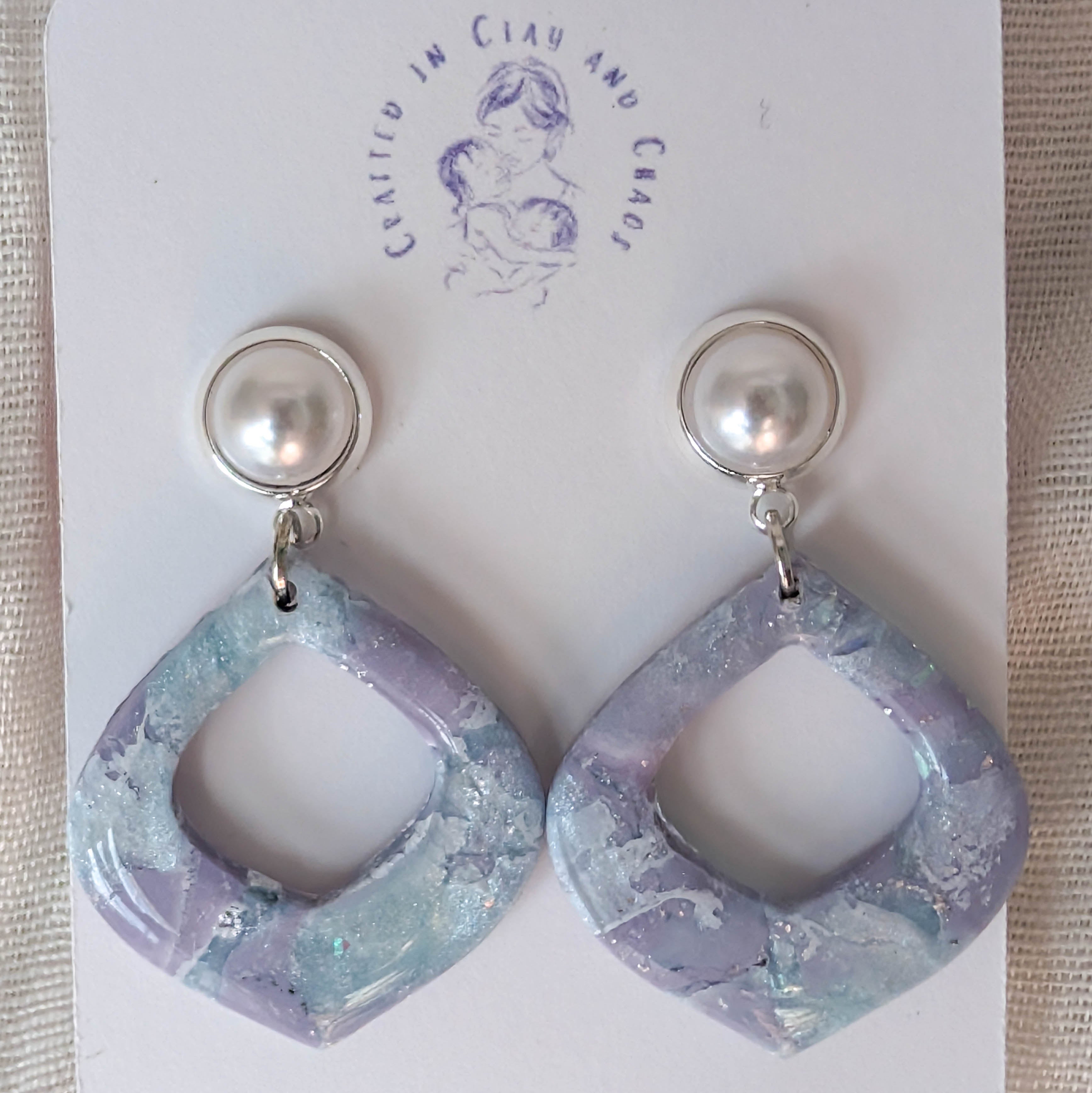 Whimsical Ocean Marble Clay Earrings for Beach Vacation Style