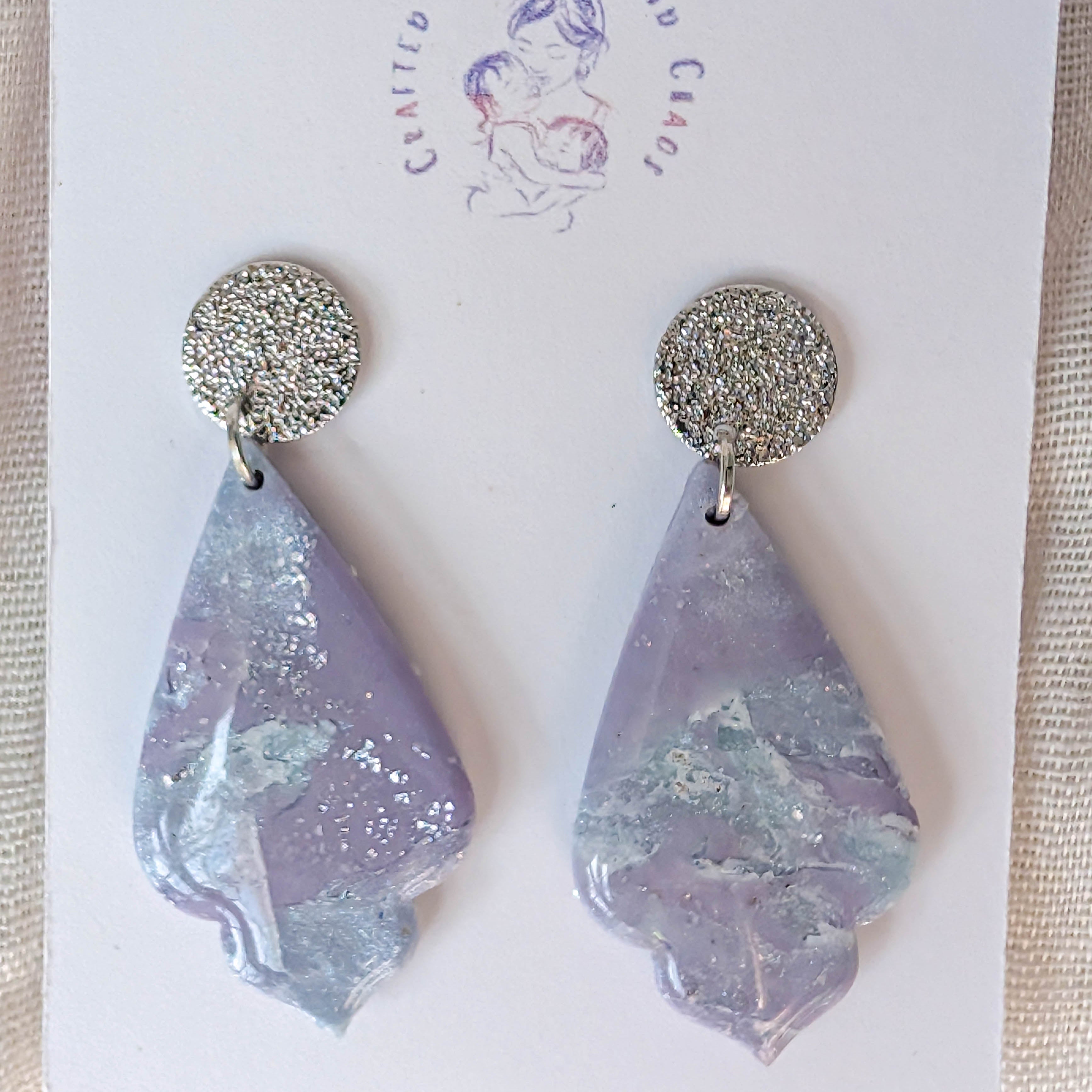 Whimsical Ocean Marble Clay Earrings for Beach Vacation Style