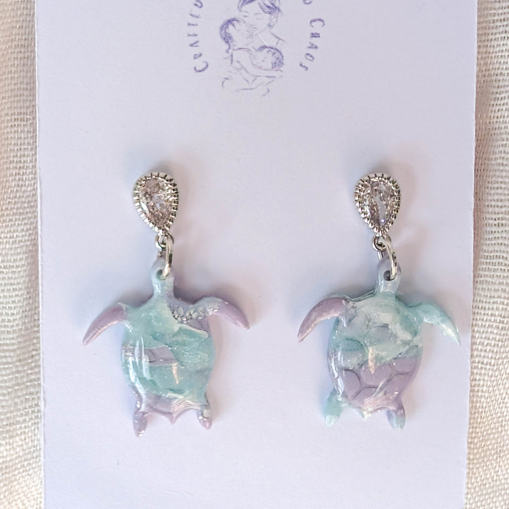 Whimsical Ocean Marble Clay Earrings for Beach Vacation Style