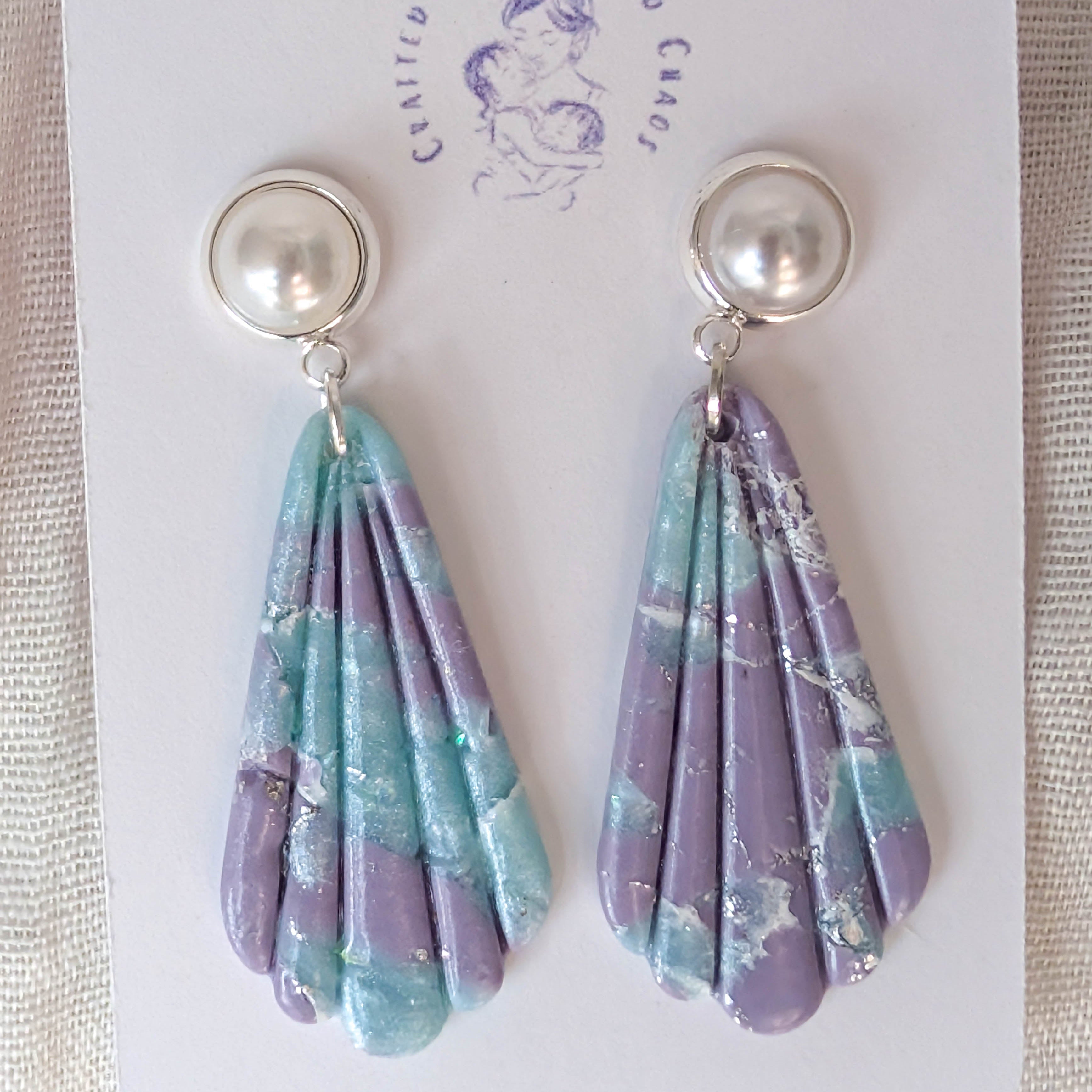 Whimsical Ocean Marble Clay Earrings for Beach Vacation Style