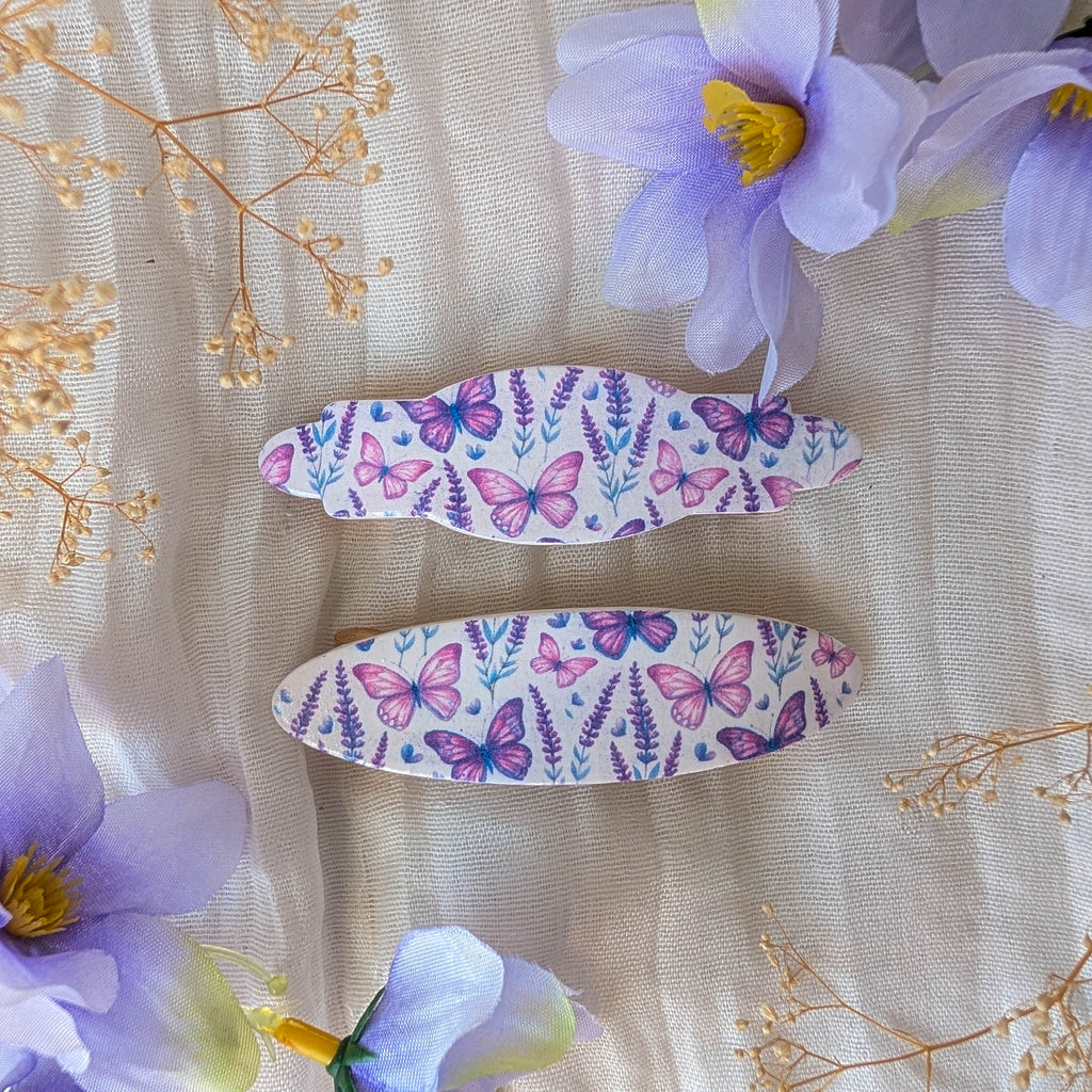 Purple Butterfly Polymer Clay Hair Clip
