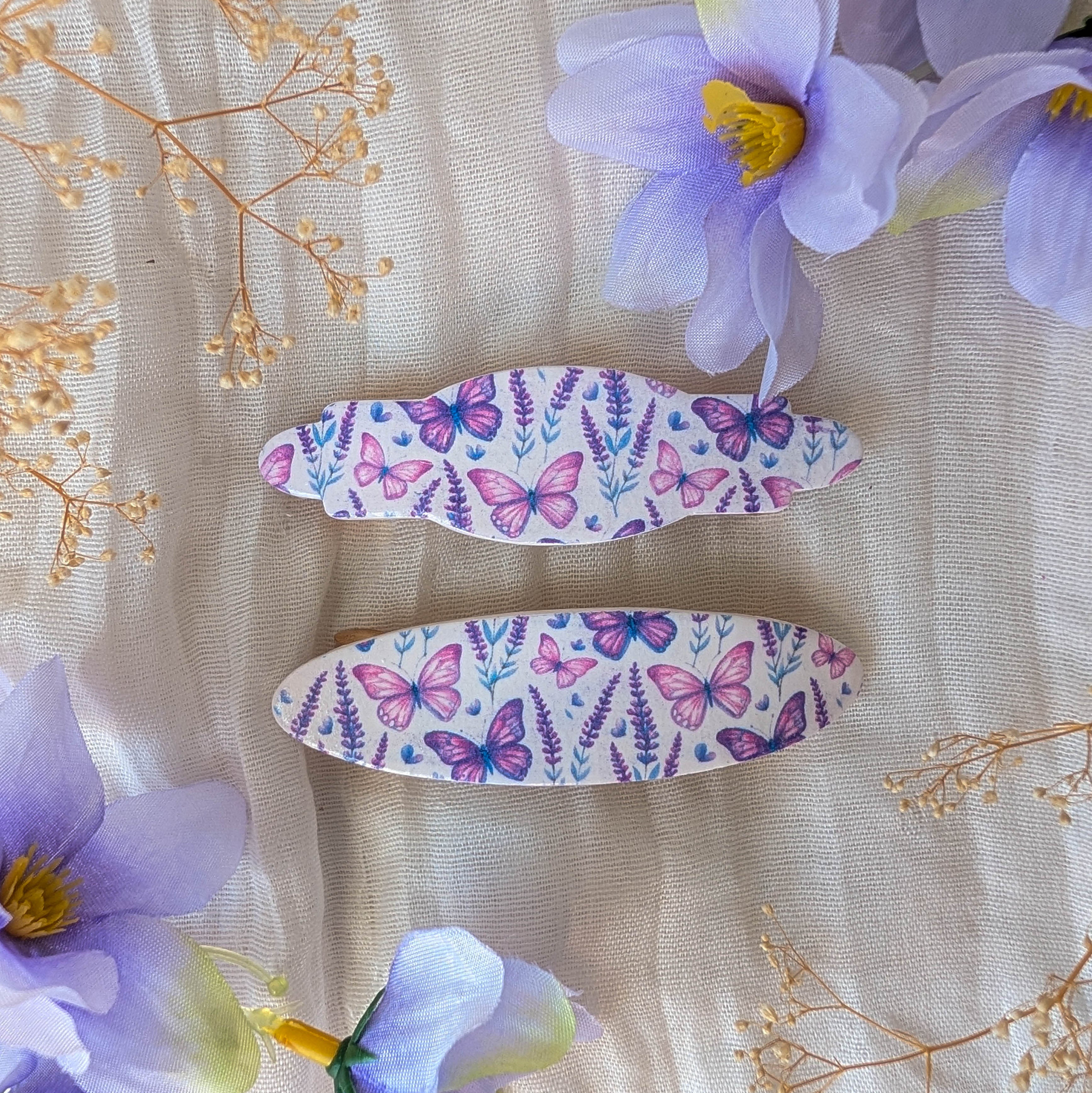 Purple Butterfly Polymer Clay Hair Clip