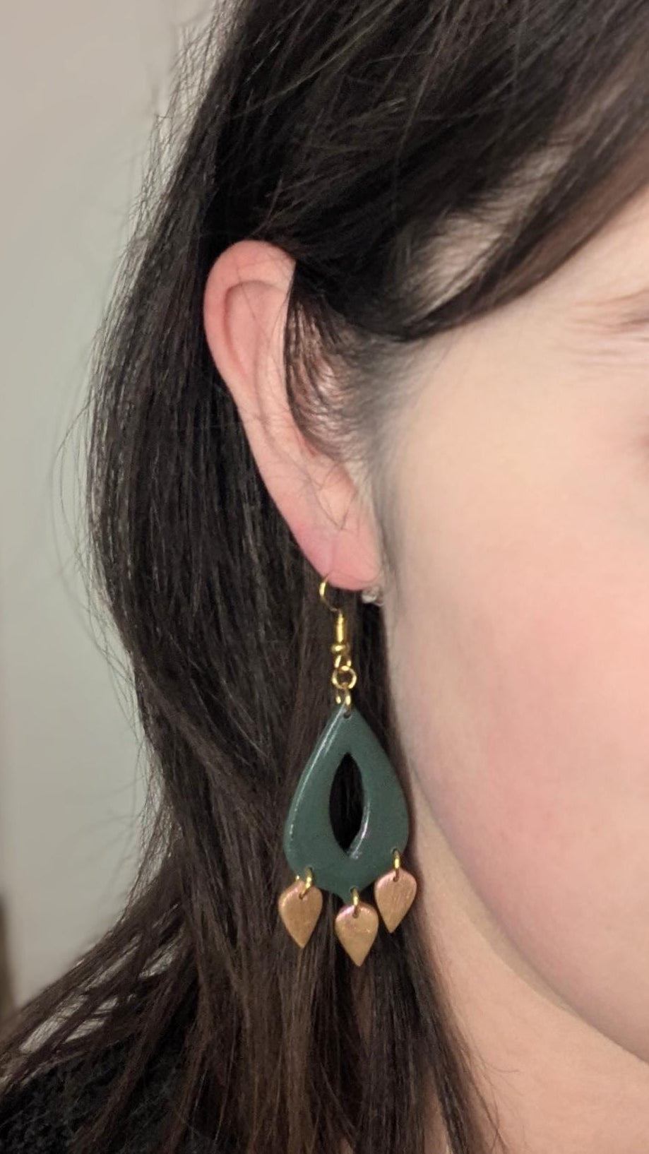 Moroccan Style Handmade Polymer Clay Dangles with Gold Leaves