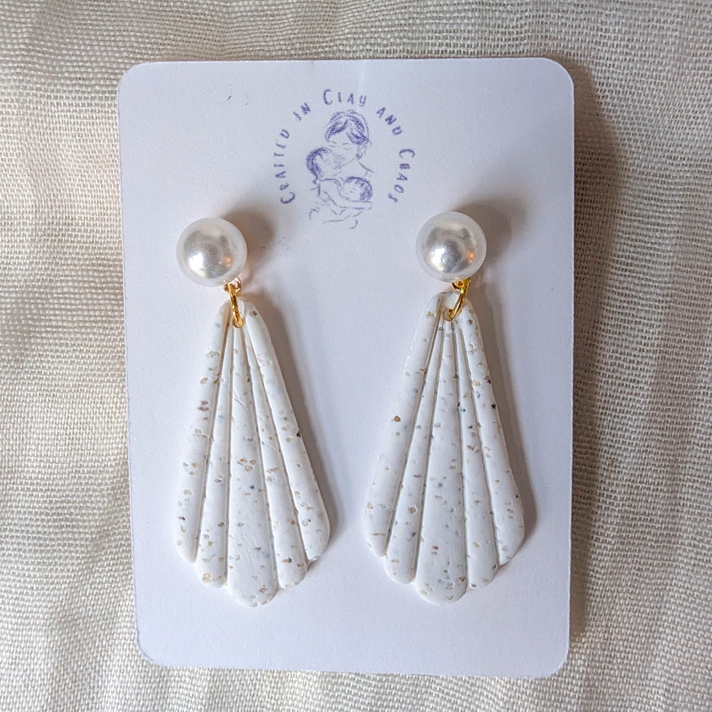 Cape Cod Sand Long Shell Earrings, Long Pearl Coastal Earrings, Handmade Beach Jewelry for Mother of Bride or Summer Officewear