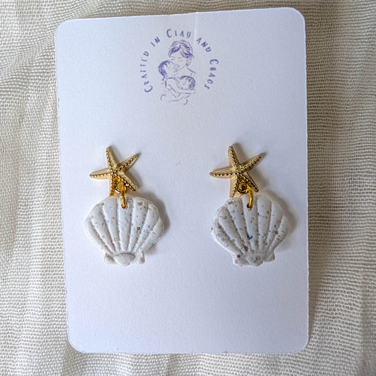 Handcrafted Cape Cod Sand Starfish Earrings, Customizable Bridesmaid Gift for Beach Wedding, Bachelorette Beach Weekend and Girls Brunch