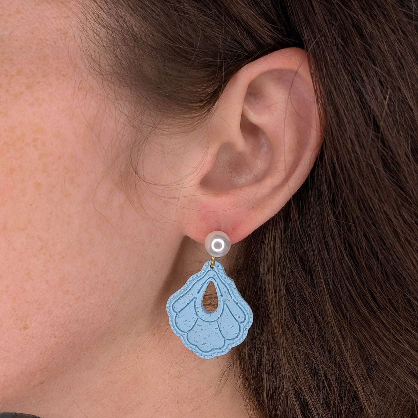 Cape Cod Sand Shell Earrings, Handmade Beach Jewelry for Summer Work Outfit or Wedding Guest