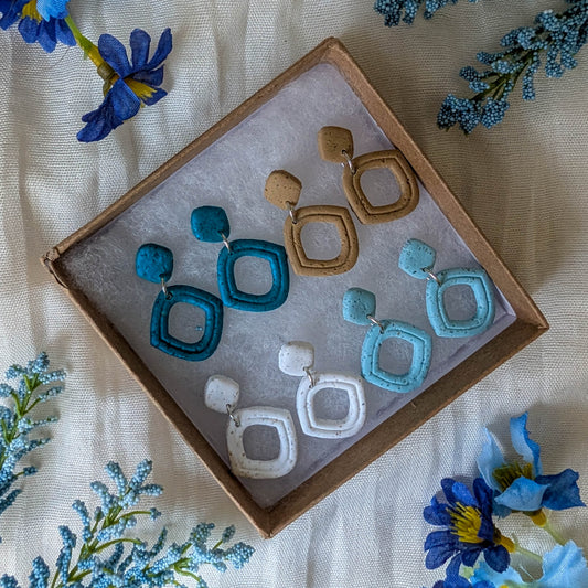 Double Diamond Cape Cod Sand Earrings, Handcrafted Lightweight Beach Jewelry for Summer Markets and Girls Trip