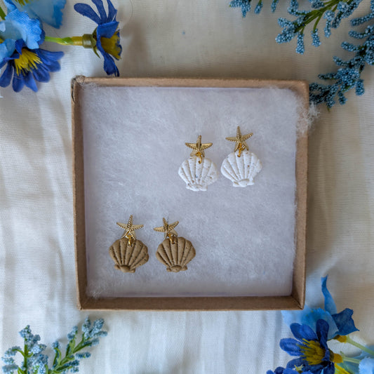 Handcrafted Cape Cod Sand Starfish Earrings, Customizable Bridesmaid Gift for Beach Wedding, Bachelorette Beach Weekend and Girls Brunch