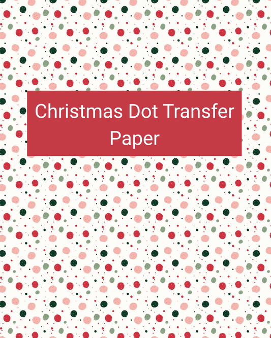 Christmas Dot polymer clay transfer paper with scattered dots in mixed sizes across a cream background in cream, red, blush, sage, and forest green