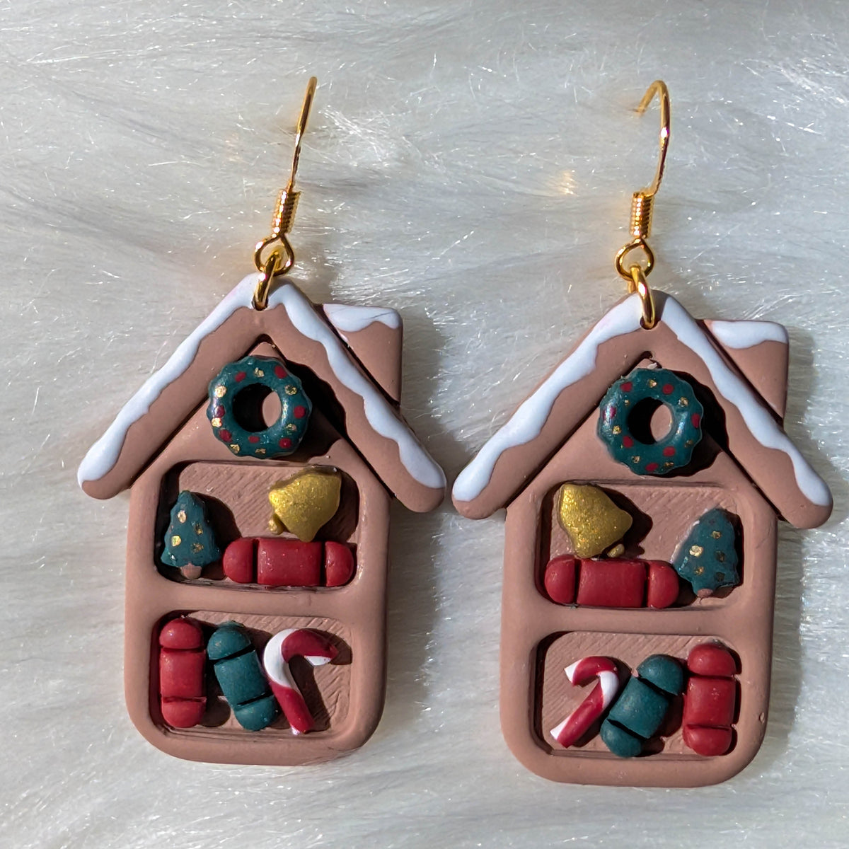 Christmas Bookshelf Earrings for Book Lovers