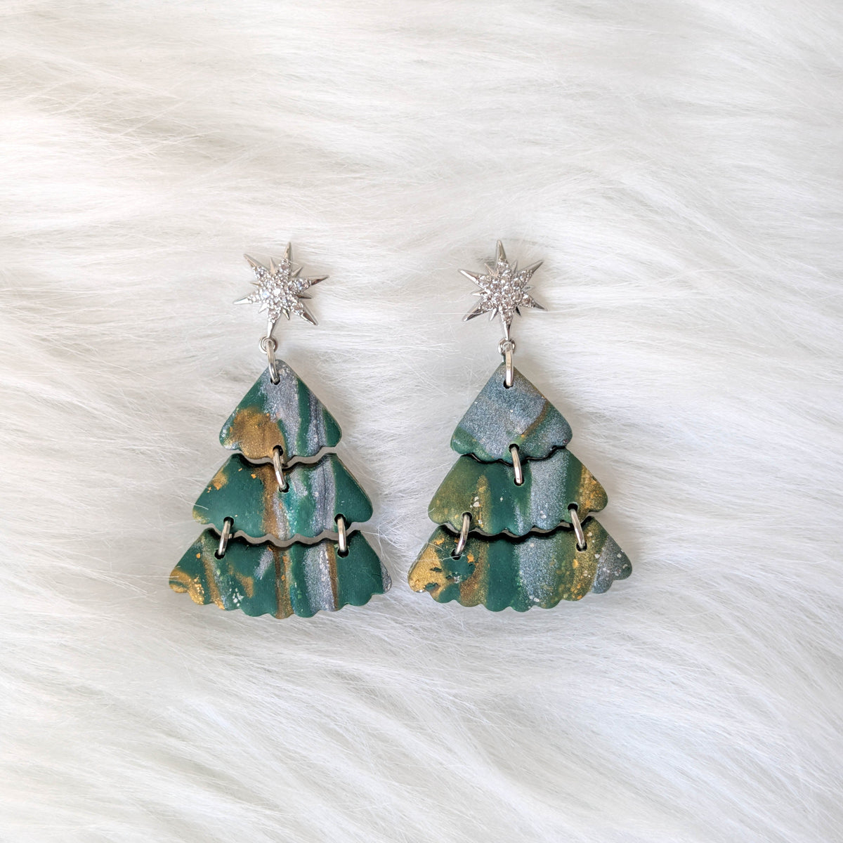 Vintage Christmas Tree Dangle Earrings