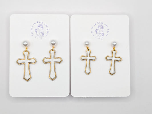 Minimalist Gold Cross Earrings