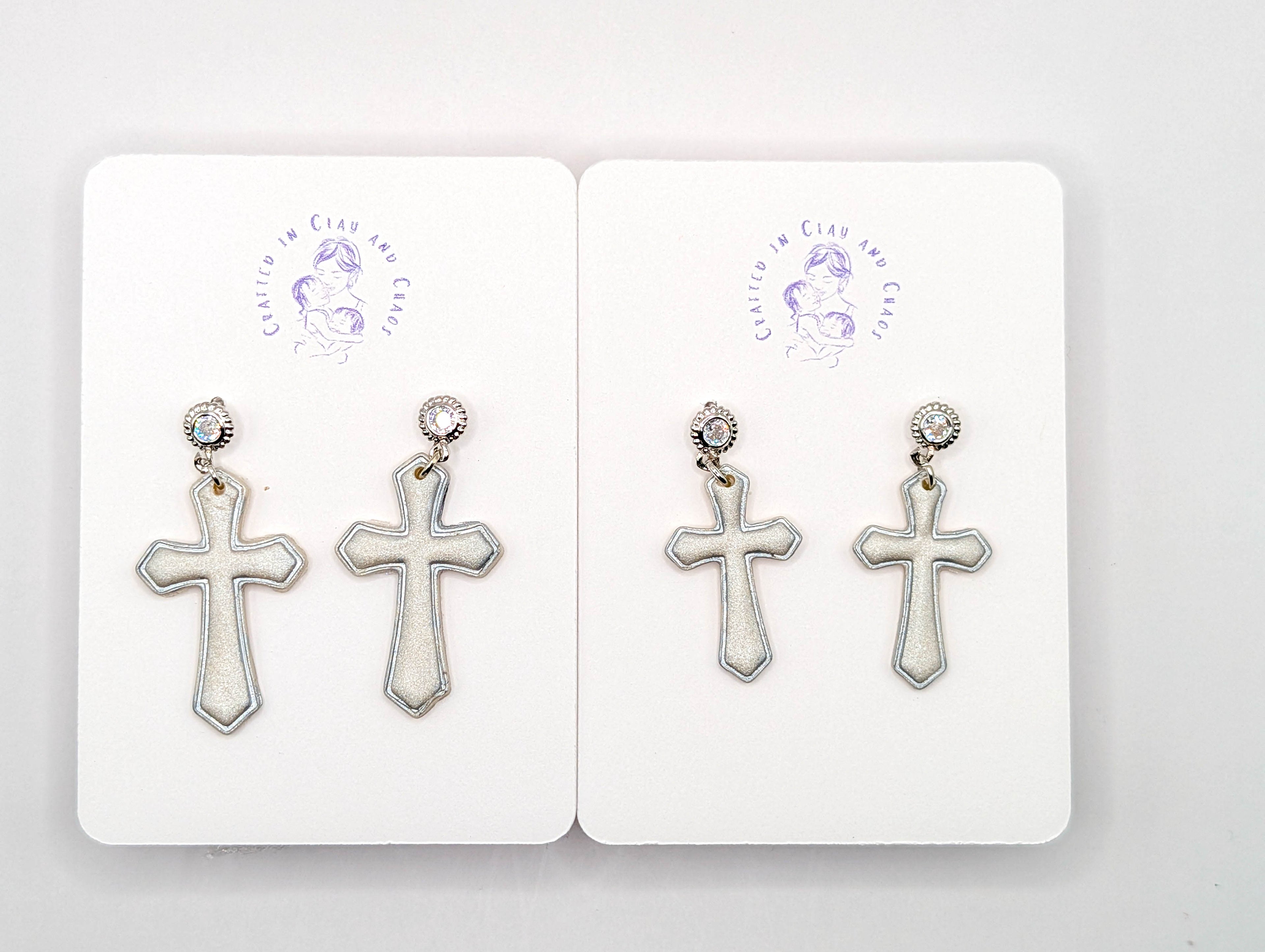 Minimalist Silver Cross Earrings