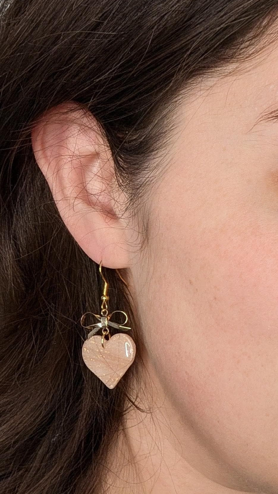 Rose Gold Swirl Heart Earrings