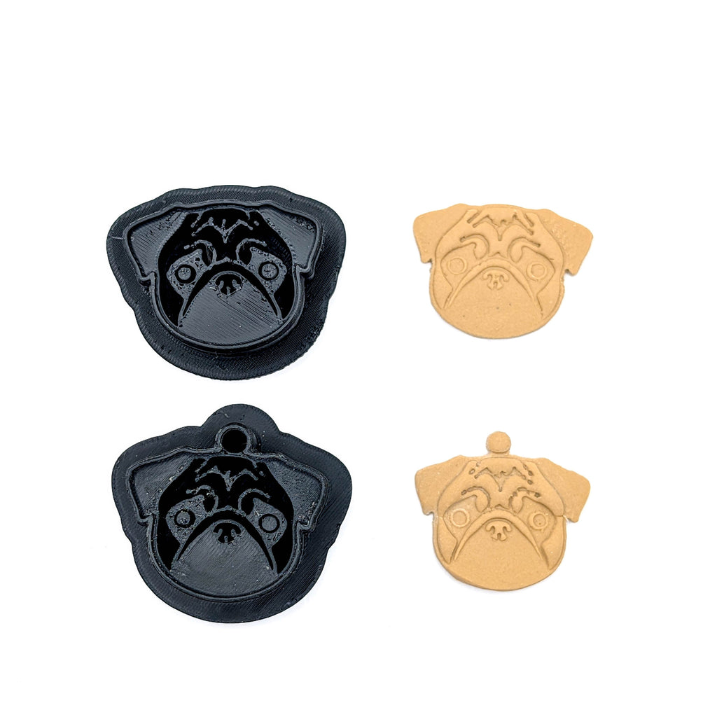 Pug Clay Cutter, Symmetrical Dog Earring Tool with Optional Built-In Loop