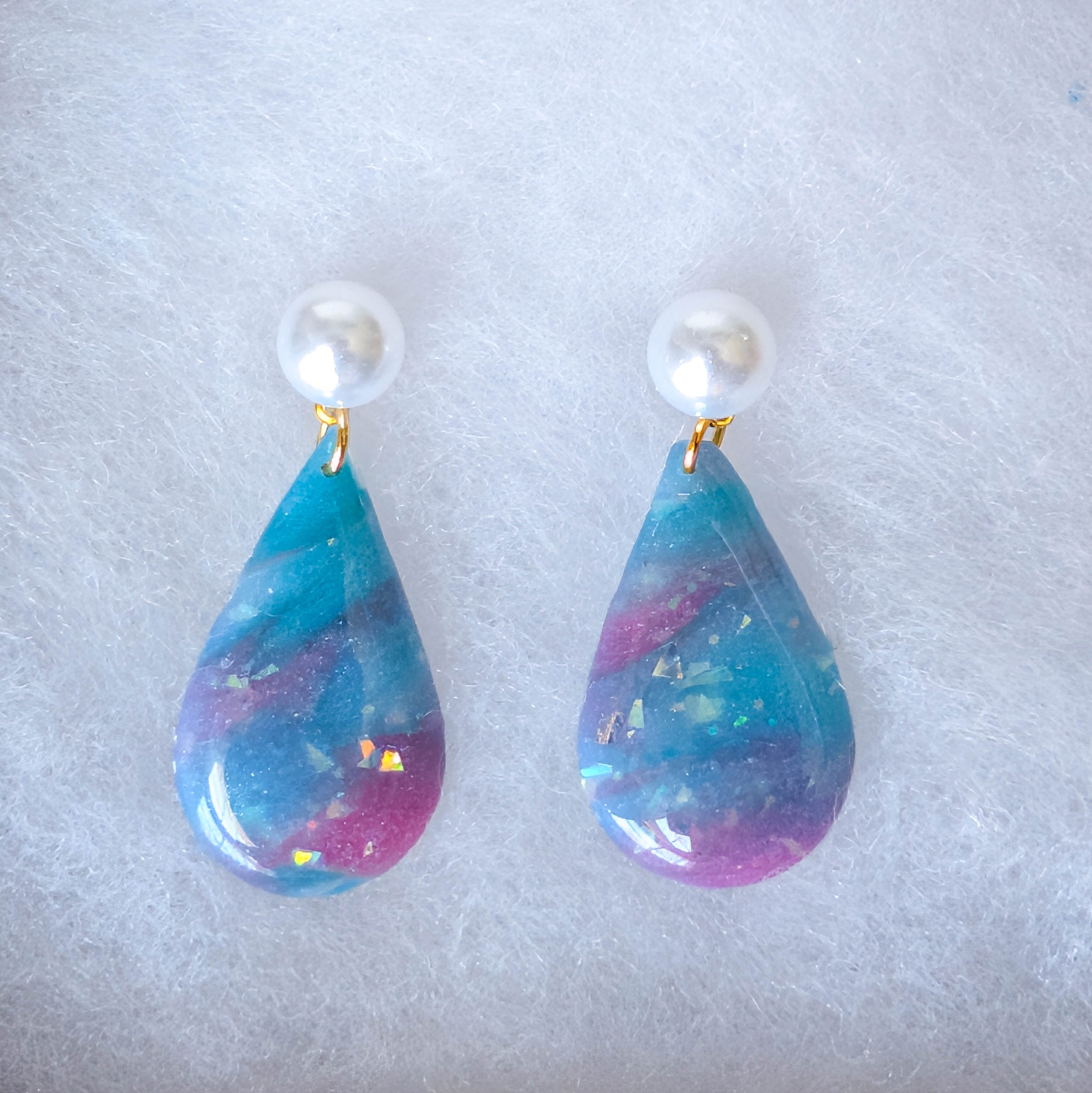Whimsical Mermaid Marble Statement Earrings for Summer Style