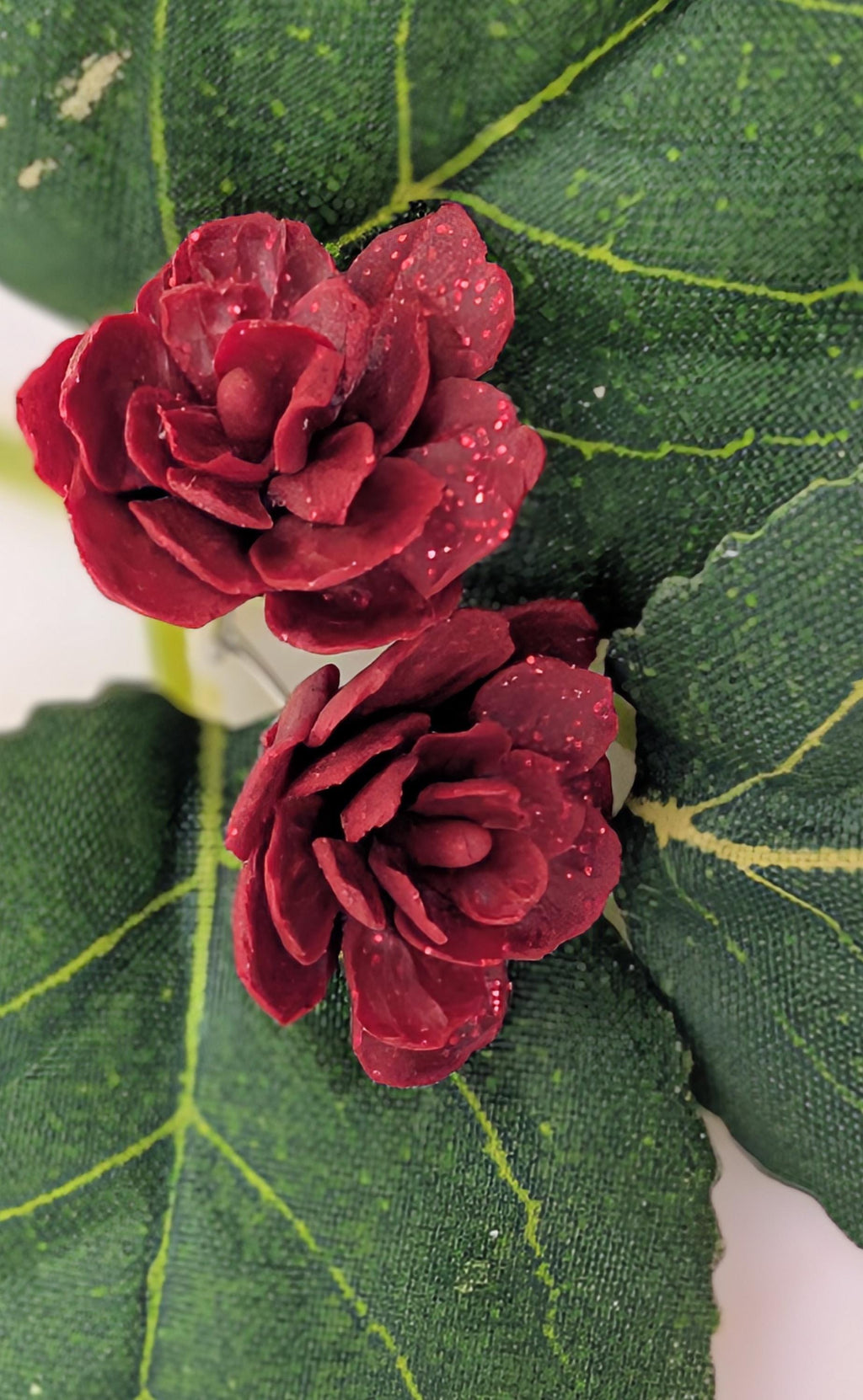 Handcrafted Rose Stud Earrings with Subtle Glitter, Lightweight Polymer Clay Floral Studs