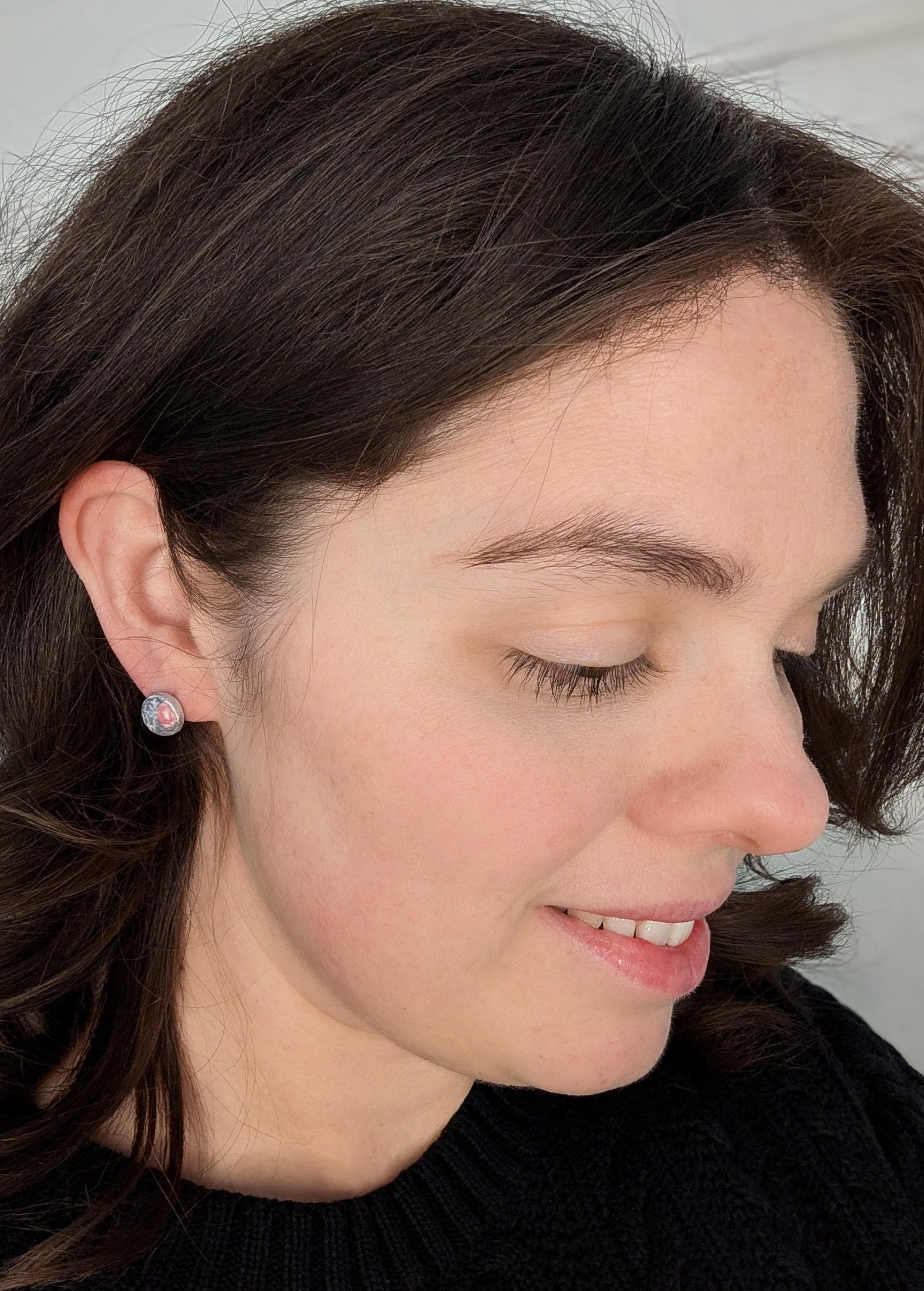 Abstract Polymer Clay Stud Earrings with Silver Border