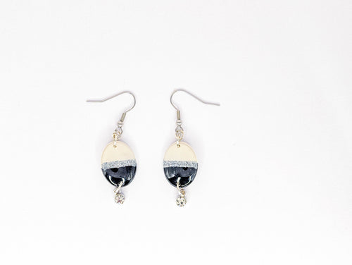 Black White Glitter Earrings